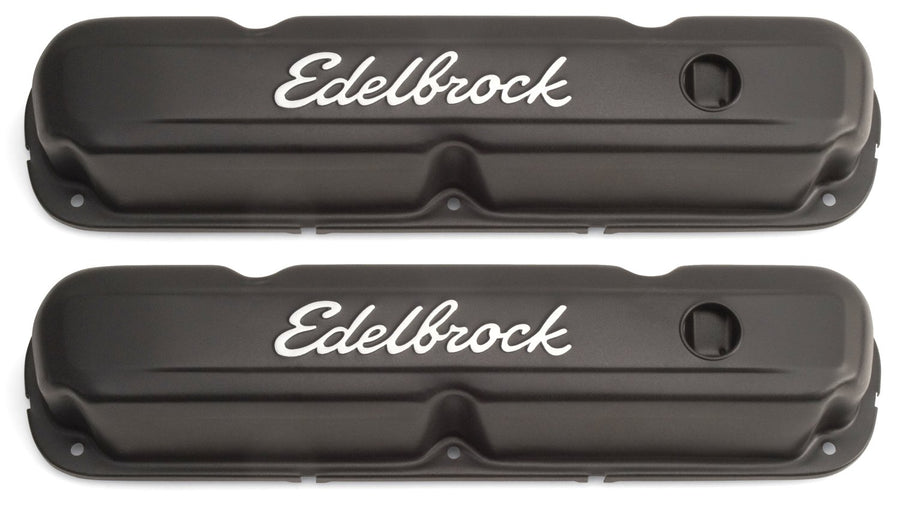 Edelbrock Signature Series 4473 Valve Cover Chrysler 318-360 Low Profile Chrome w/Black Finish