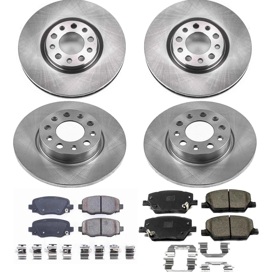 Power Stop Autospecialty KOE7300 Front and Rear Replacement Brake Kit-OE Brake Rotors & Ceramic Brake Pads For 2016 2017 2018 2019 Fiat 500X | 2015-2019 Jeep Renegade