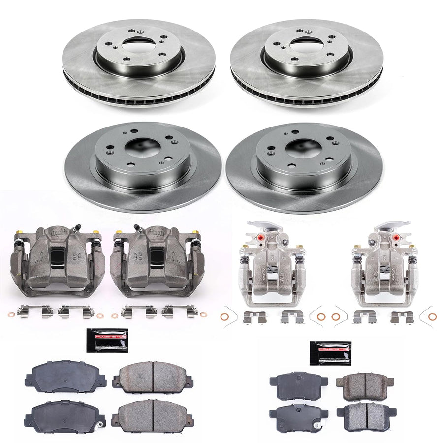 Power Stop KCOE6516 Front and Rear Autospecialty Stock Replacement Caliper Kit- OE Rotors, Ceramic Brake Pads, Calipers For Honda Accord 2013-2017 [Model Specific]