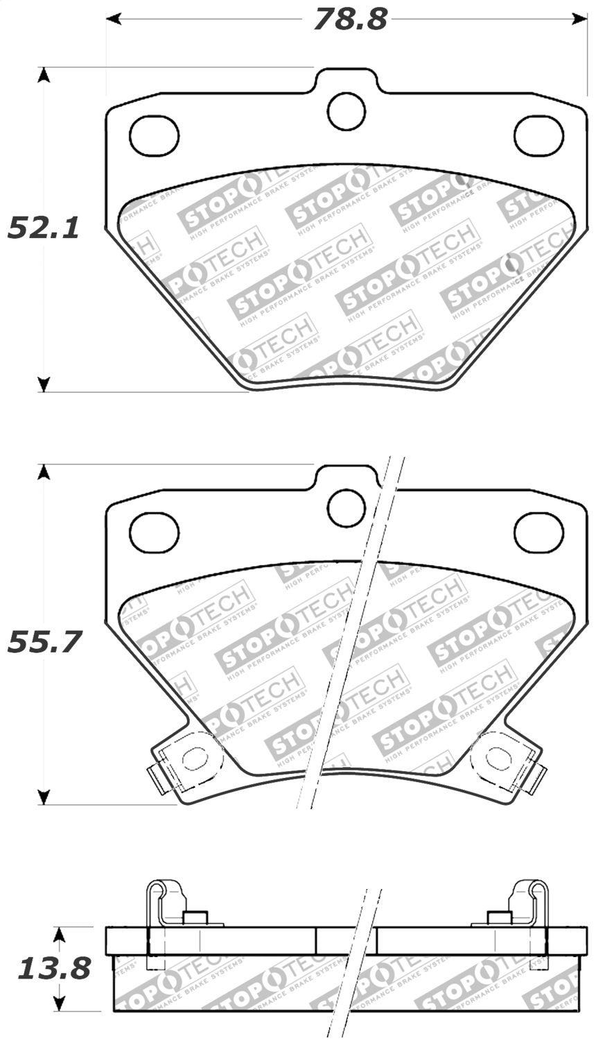 Rear StopTech 308.08230 Brake Pads with Shims and Hardware Street
