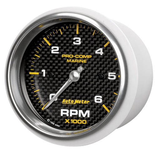 Tachometer Auto Meter 200752-40, 3 3/8", 6K RPM, Marine Carbon Fiber