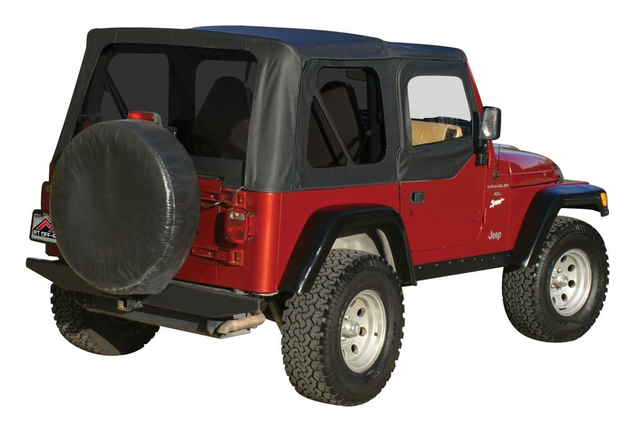 CT20235T RT Off-Road Soft Top Complete Kit Black DIAMOND Tinted Windows For 1997-06 Jeep Wrangler With Half Doors