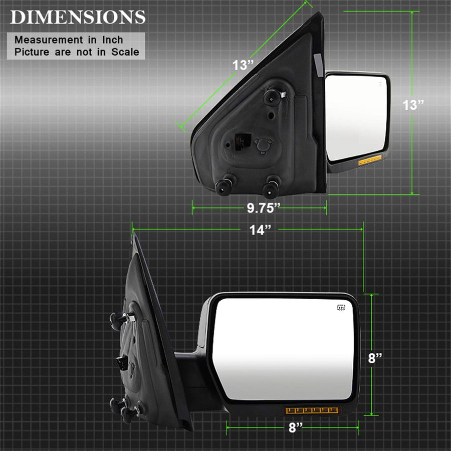 Mirror Xtune MIR-03348AEBH-P-R (Ford F150 04-06 POWER Heated Amber LED Signal OE - Right)