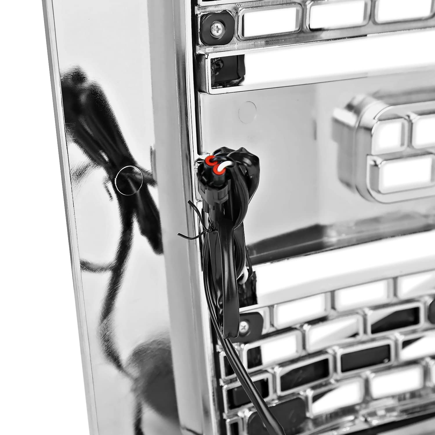 Chrome Mesh Front Hood Grille w/LED Light Tubes Spec-D Tuning Compatible with 2009-2014 Ford F-150