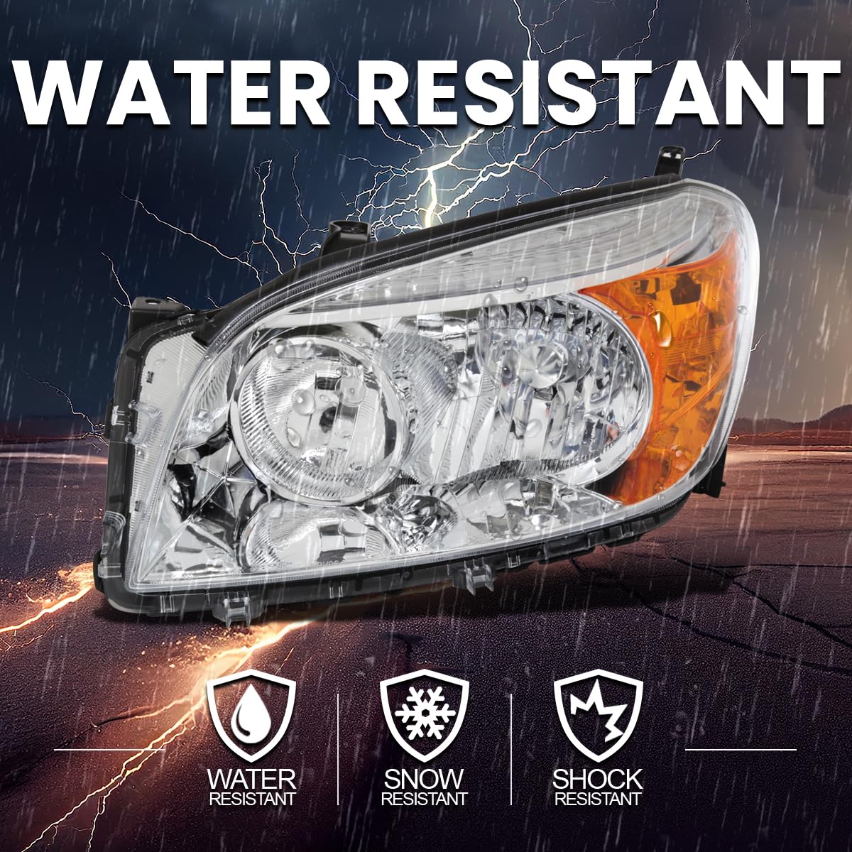 Chrome Headlights SPEC-D TUNING Compatible with 2006-2008 Toyota RAV4, Left + Right Pair Headlamps Assembly