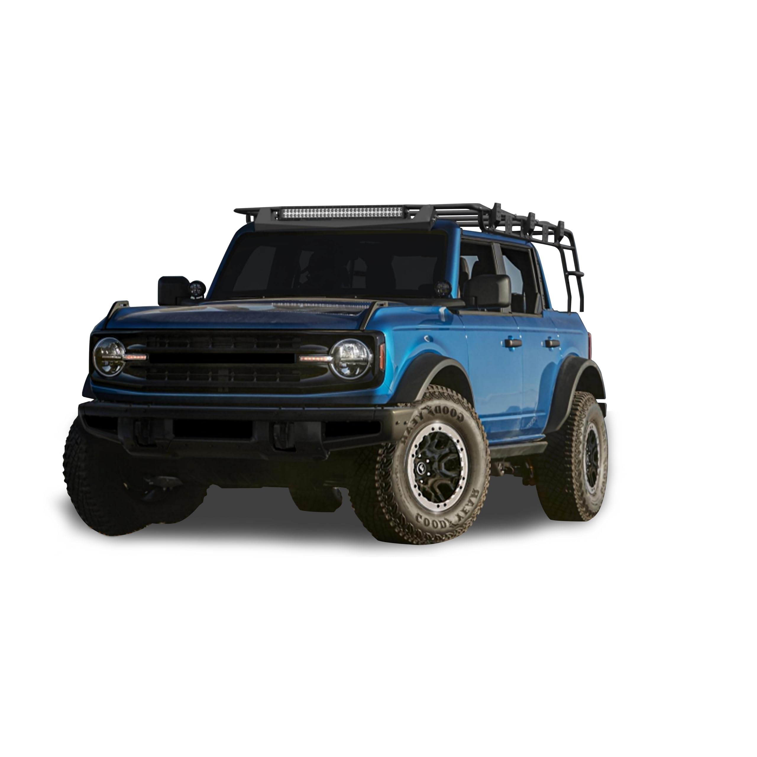 Black Horse Aluminum Traveler Roof Mounted Cargo Basket Rack (4 Door) Black Compatible with 2021-2024 Ford Bronco-TRRFB21