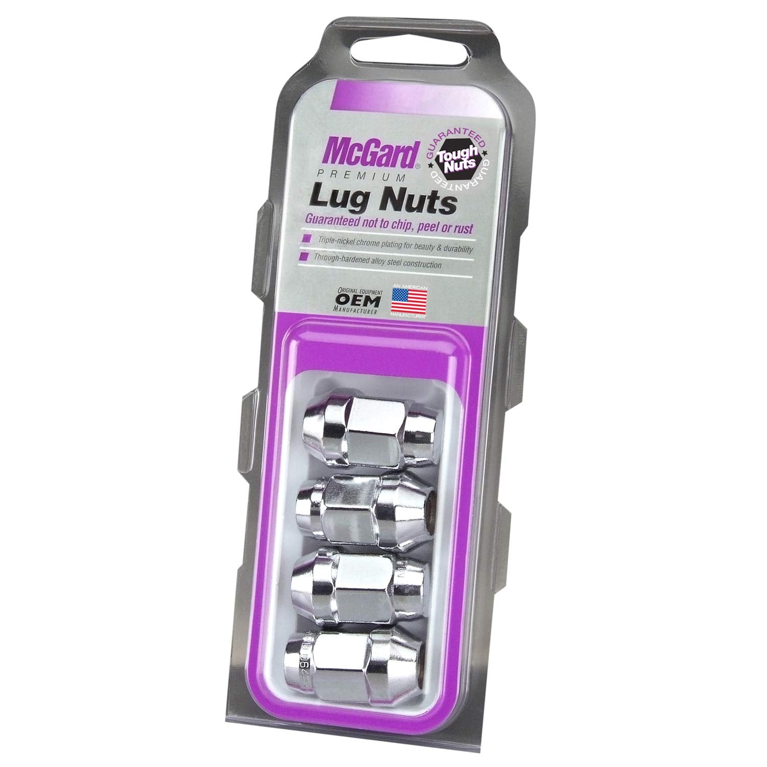 MCGARD Chrome Bulge 64010 Cone Seat Style Lug Nuts (1/2" - 20 Thread Size) - Set of 4