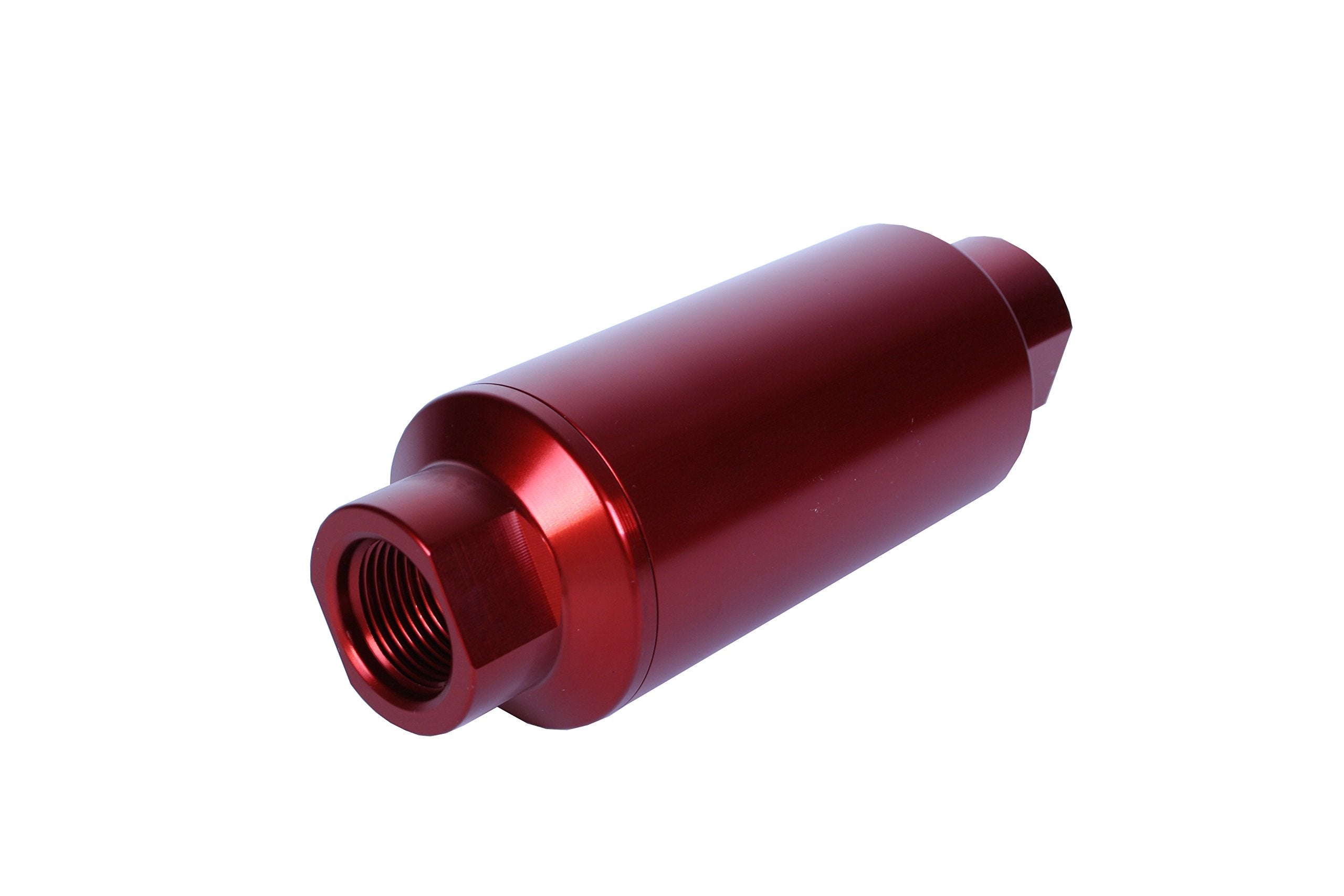 In-Line Aeromotive 12340 Filter, 10-Micron Microglass Element, ORB-10 Port, Bright-Dip Red, 2" OD
