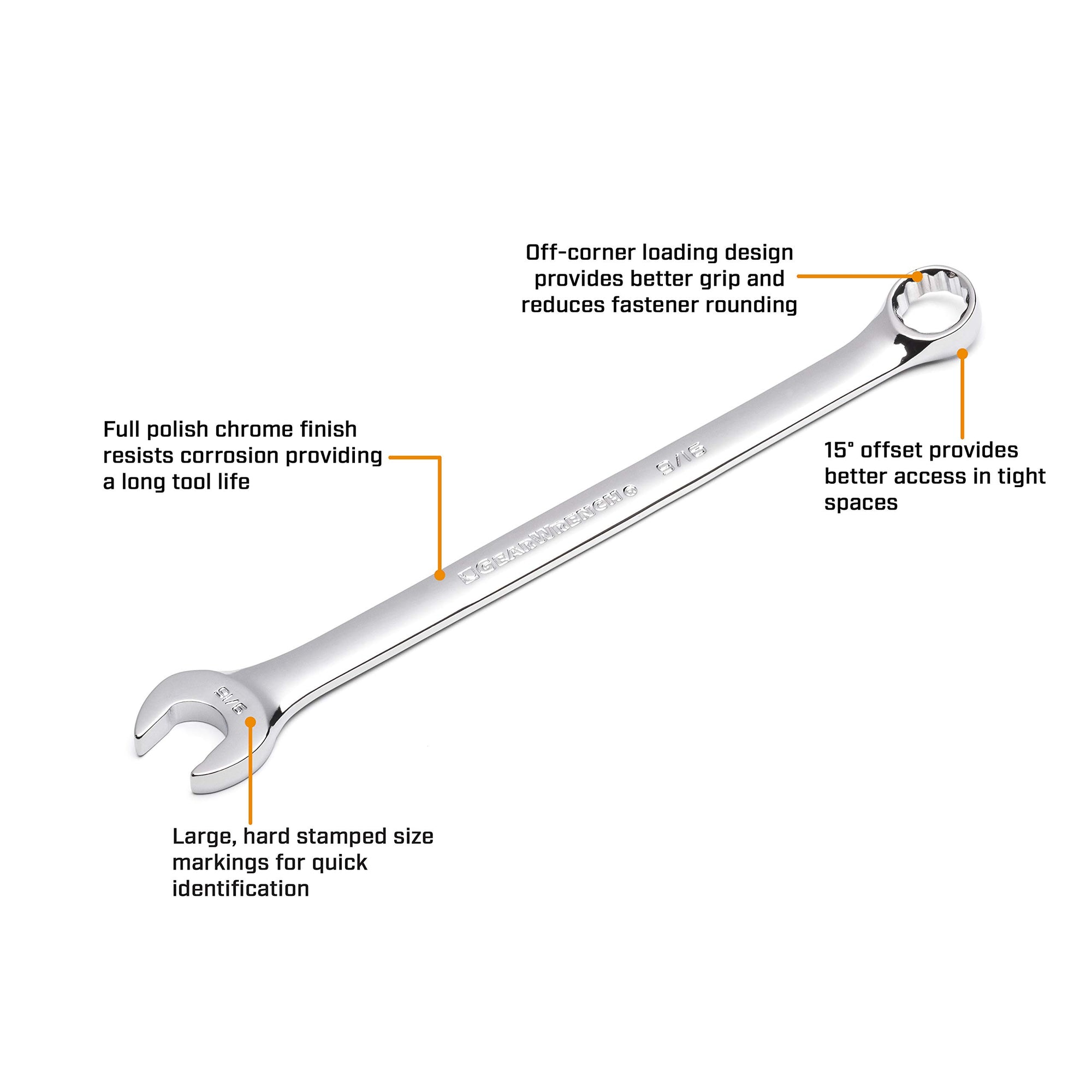 12 Pt. GEARWRENCH Long Pattern 18 Pc. Combination Wrench Set, Metric - 81920
