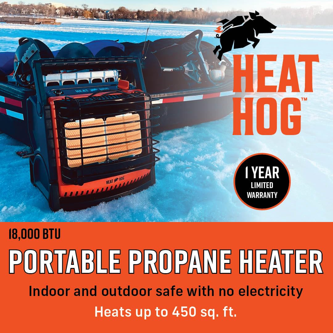 18,000 BTU Heat Hog Portable Propane Radiant Space Heater, Indoor, Outdoor, Garage, Camping, Outdoor Sports, Boating, RVs, Tiltable Design, Gas Powered