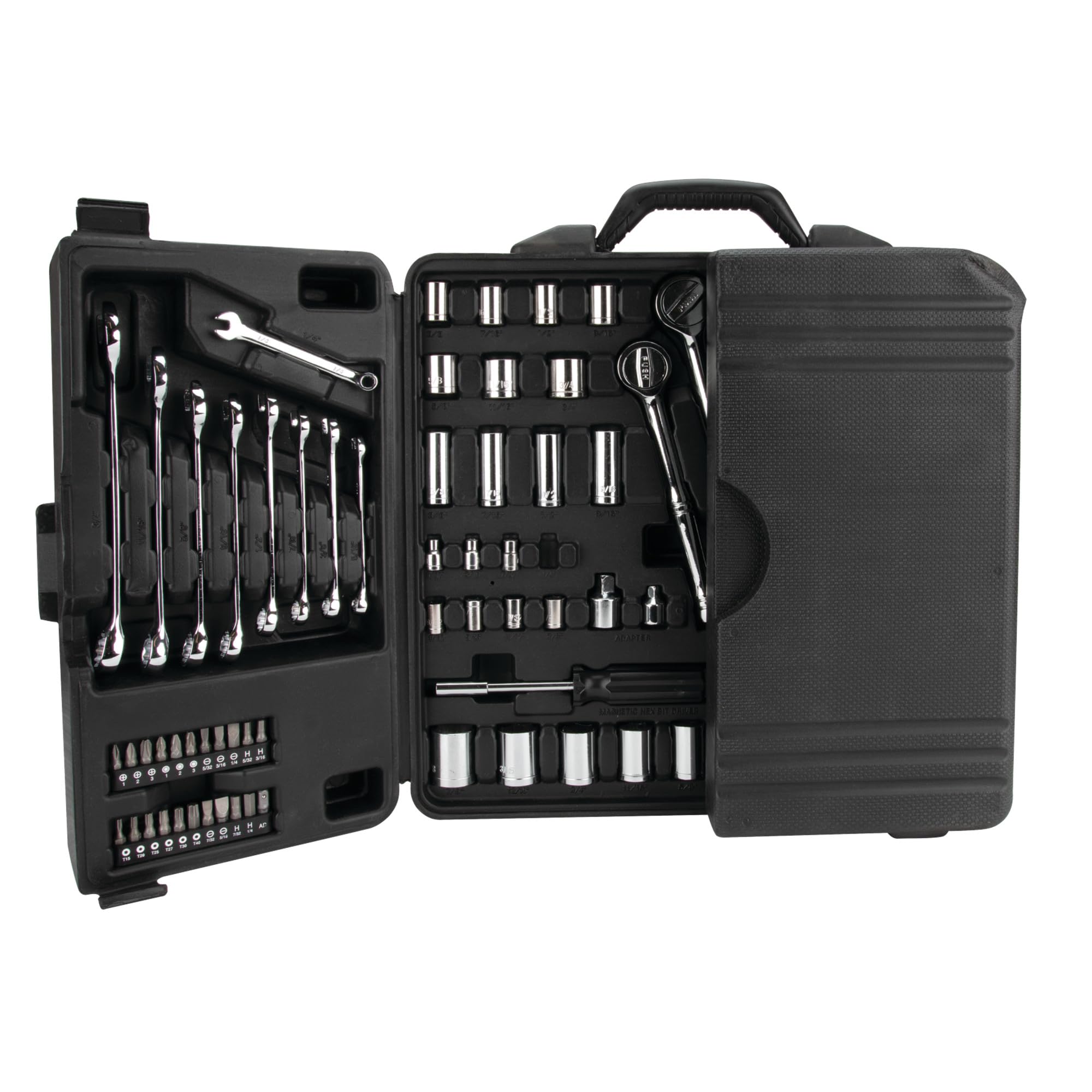 Tri-Fold Mechanic's Tool Set Performance Tool W1525 for Auto Repairs, Gray, 1/4-Inch, 3/8-Inch & 1/2-Inch Drive, 125 Pieces