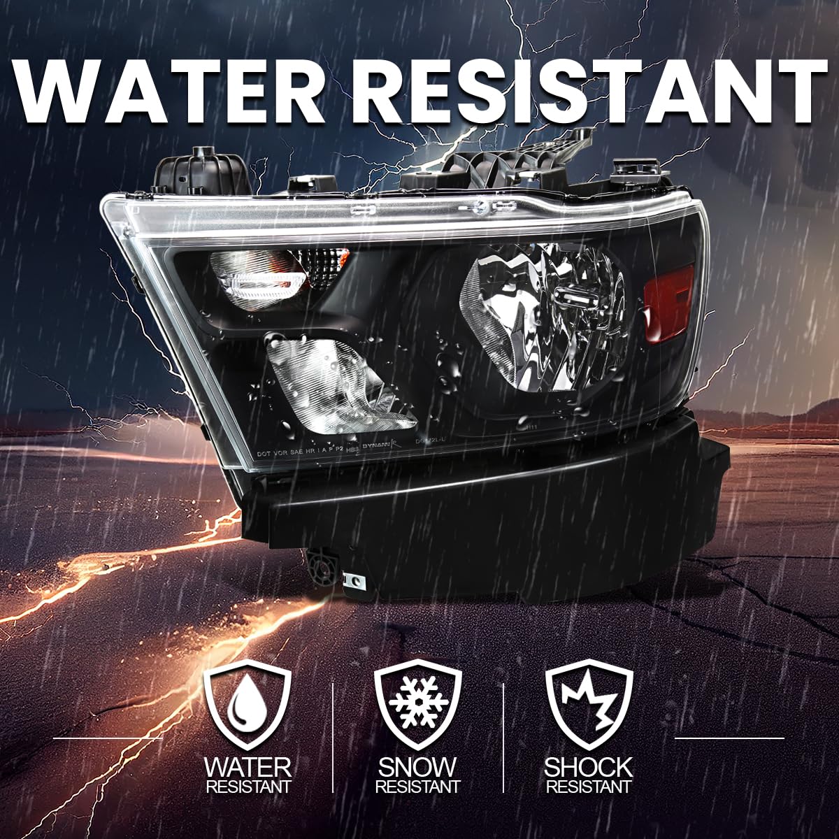 Black Headlights SPEC-D TUNING Compatible with 2019-2024 Ram 1500, Left + Right Pair Headlamp Assembly