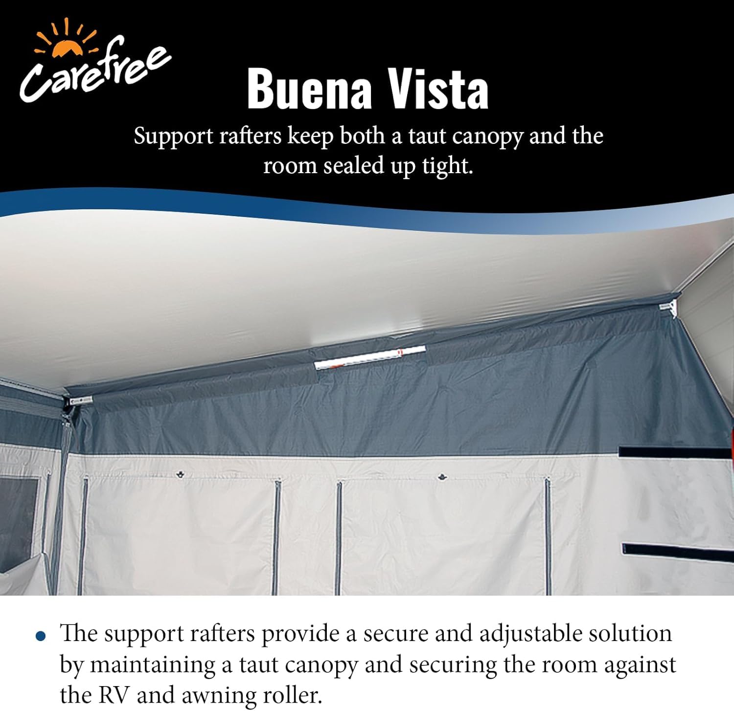 Buena Vista+ CAREFREE RV Awning Room Fits 16'-17' Awnings, Gray with Dark Gray Trim, 211600A