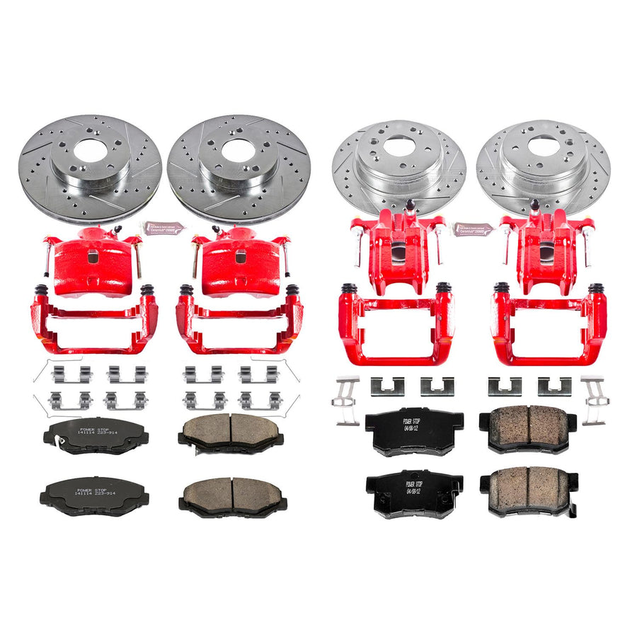 Power Stop 1-Click Performance Brake Kit with Caliper For Honda Element KC5389 2003-2011 [Model Specific]