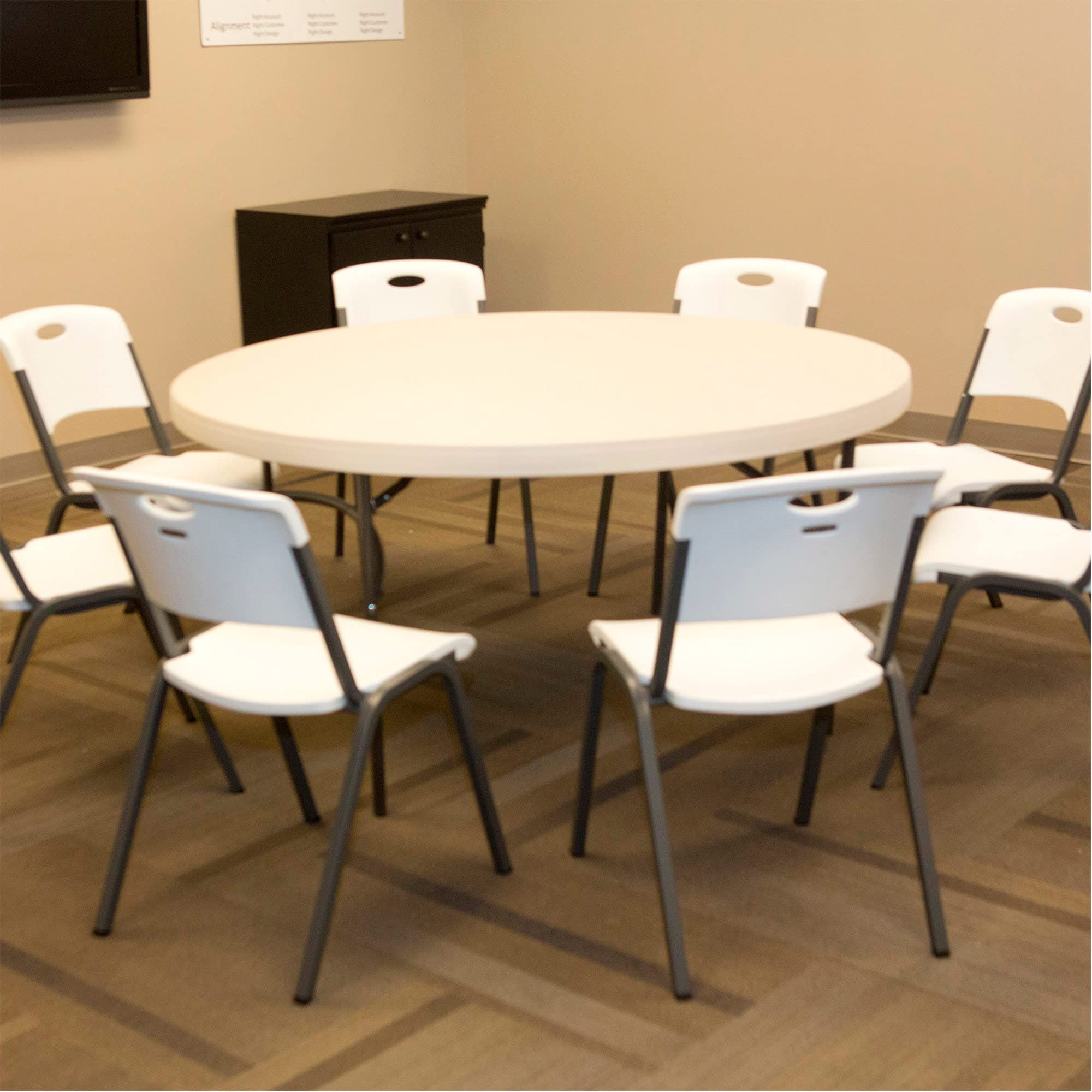 60-Inch Round LIFETIME Commercial Stacking Folding Table (Almond)