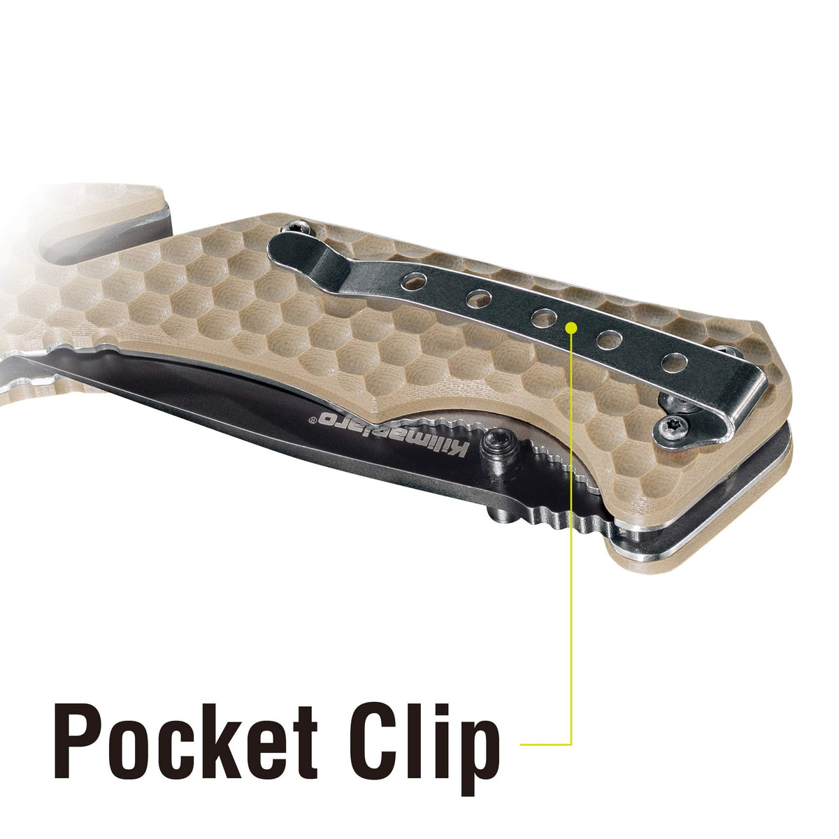 Kilimanjaro Folding Knife UTAC, Drop Pt. Black Satin Blade, Tan, One Size