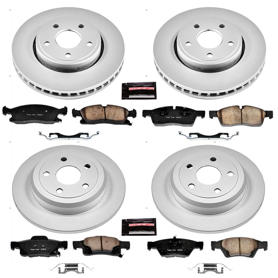 Power Stop Front and Rear CRK5952 Brake Kit Coated Brake Rotors and Ceramic Pads For 2011-2020 Dodge Durango | 2011-2016 Jeep Grand Cherokee [Models With 330mm Front Rotors, Solid Rear Rotors]