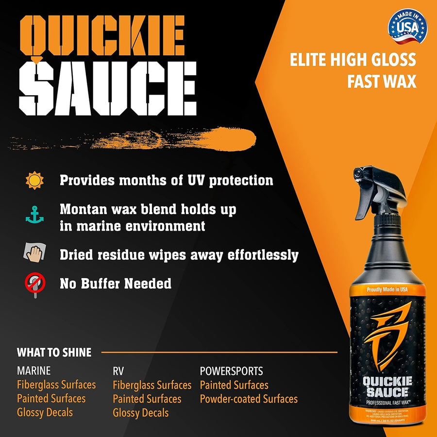 Bling Boat Quickie Sauce, High-Gloss Fast Wax, Bio-Degradable and Long Lasting, for Boats, Cars, ATVs, 20 oz.