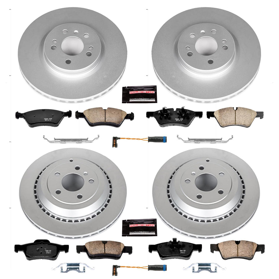 Brake Kit PowerStop For R320 2007-2009, R350 2006-2012, R500 2006-2007 [Model Specific] - Front and Rear Geomet Coated Disc Rotors and Carbon-fiber Break Pads Replacement, CRK6711