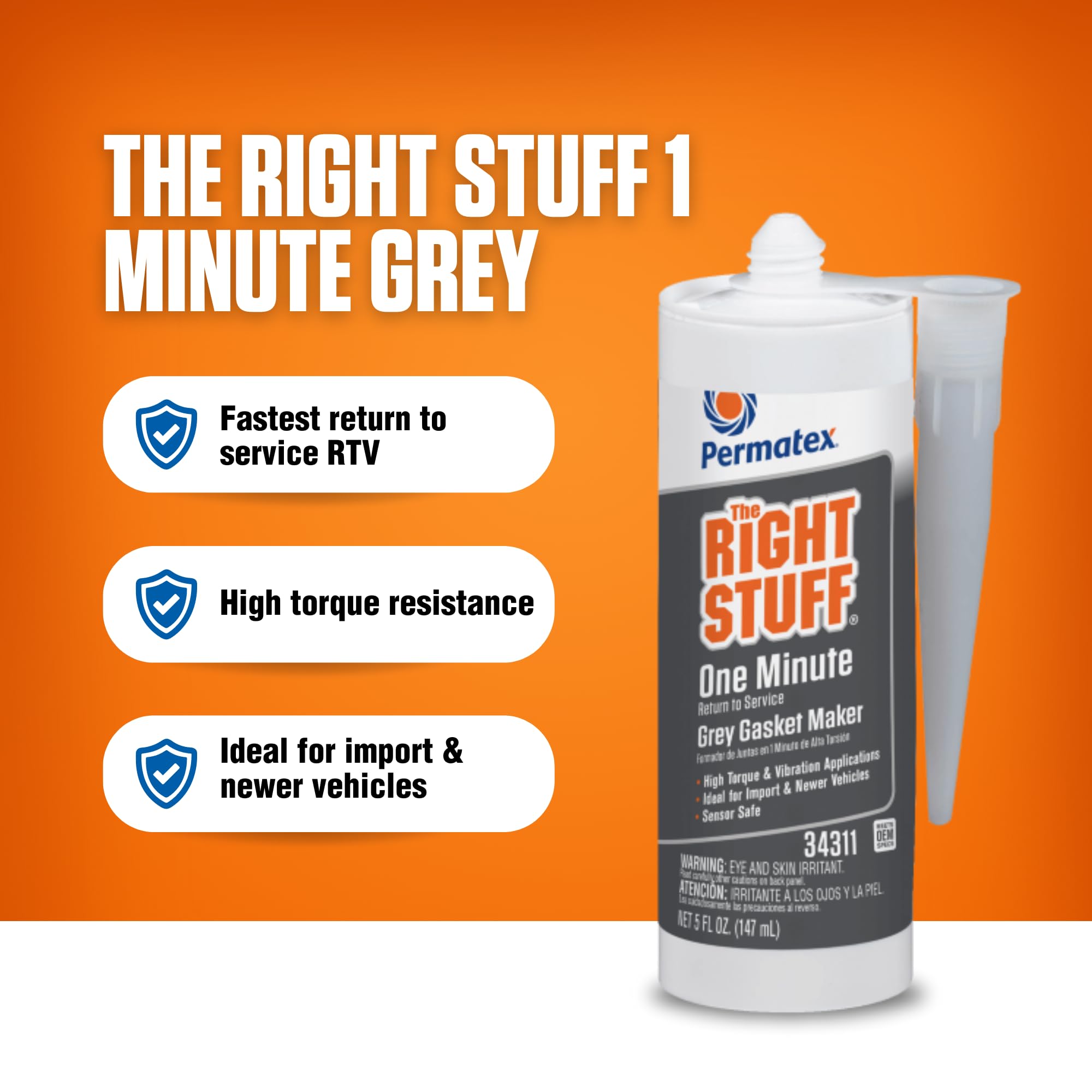 The Right Stuff Permatex 34311 1 Minute Grey Gasket Maker, 5 oz
