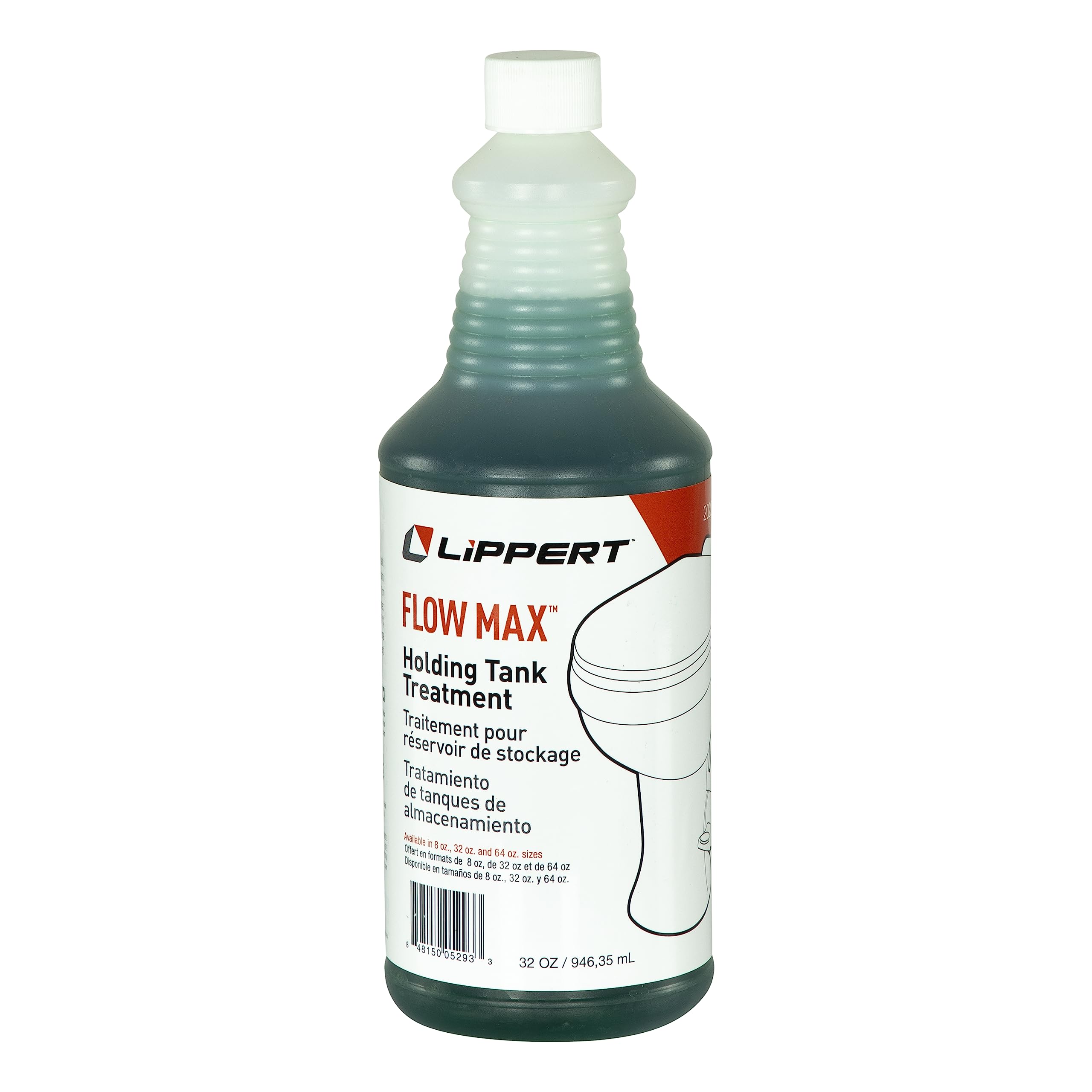 Lippert Holding Tank Treatment Flow Max for RVs and Boats, Breaks Down Toilet Paper, Prevents Clogging and Residue Buildup, Cleans Sensors, Made in The USA (32 oz. Bottle) - 2022116483