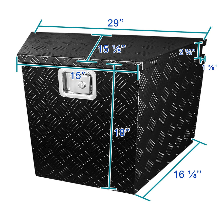 29x16x18 Truck Pickup Bed Utility Chest Aluminum Black Tool Box Trailer Storage W/Lock Key SPEC-D TUNING