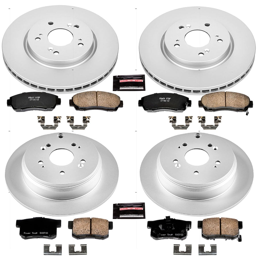 Power Stop CRK229 Brake Kit For Front and Rear Coated Brake Rotors and Ceramic Brake Pads 2010 2011 2012 Acura RDX [Front Wheel Drive] | 2007 2008 2009 2010 2011 Honda CR-V