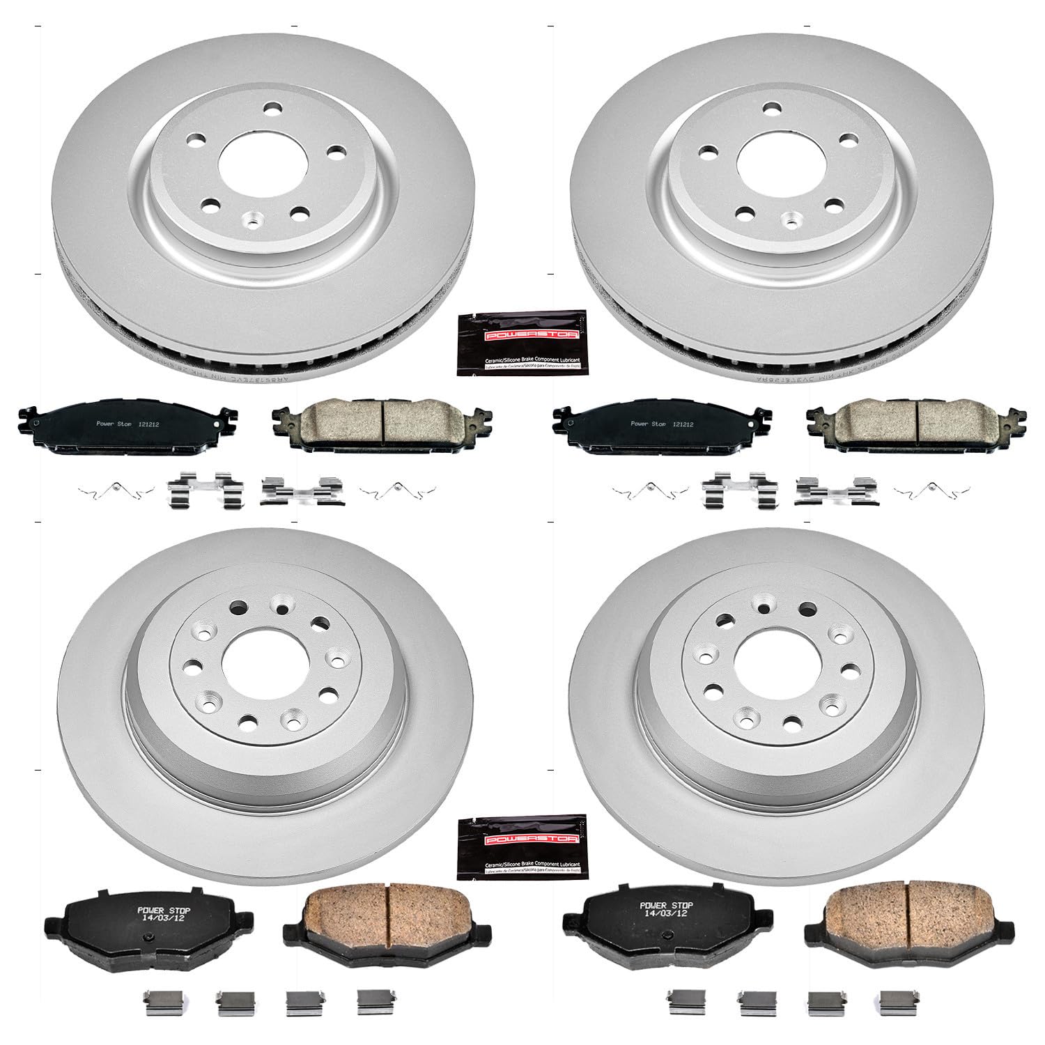 Power Stop Coated Brake Rotor & CRK5584 Ceramic Brake Pads- front & rear