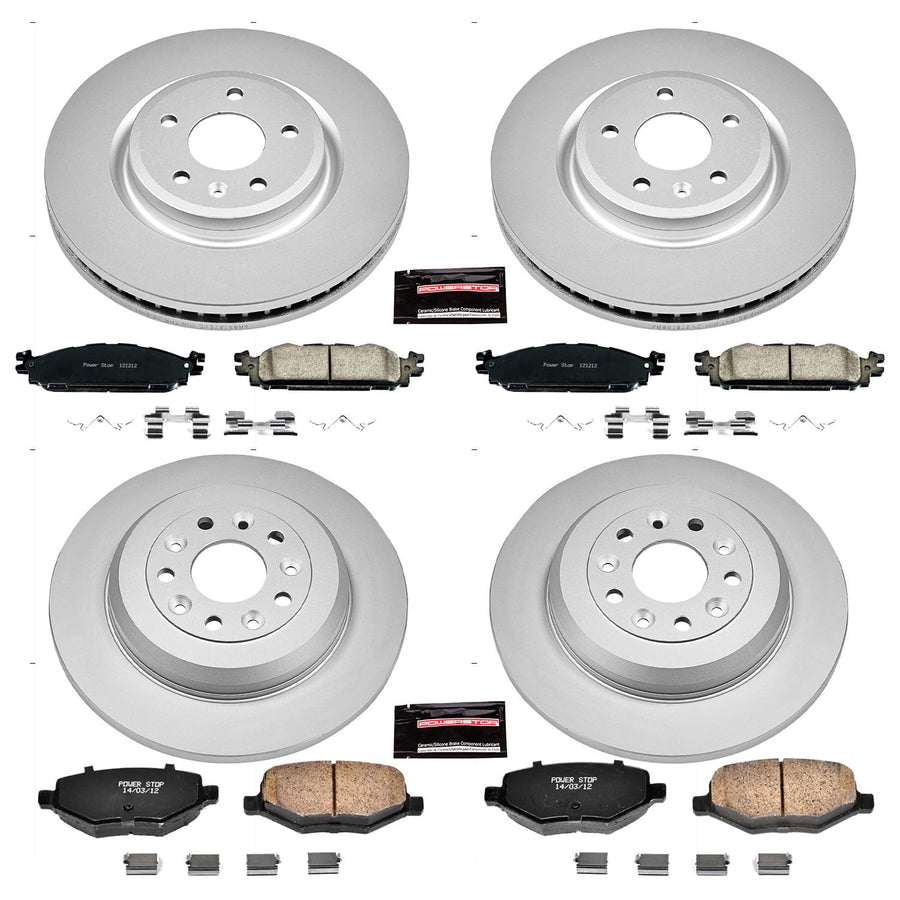 Power Stop Coated Brake Rotor & CRK5584 Ceramic Brake Pads- front & rear