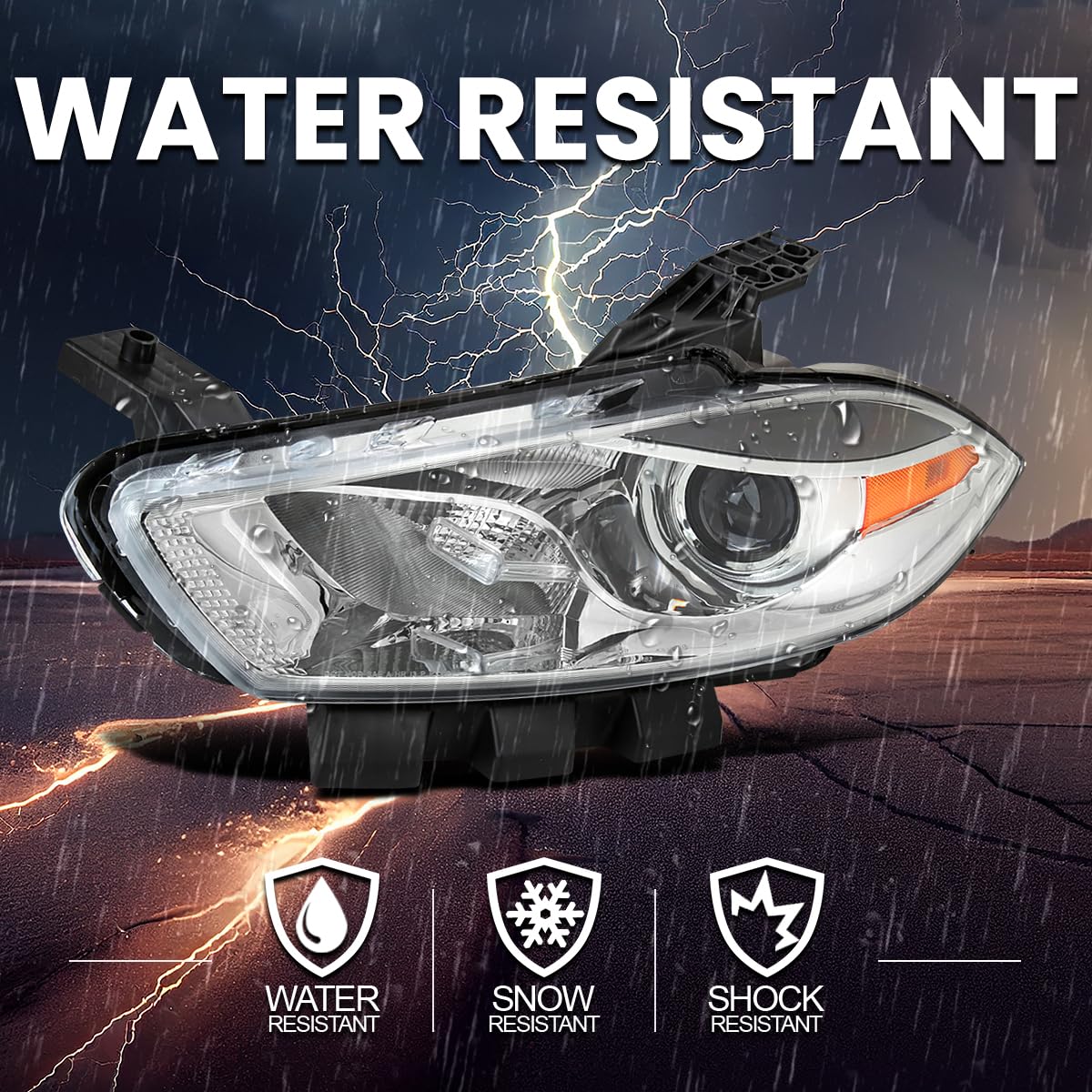 Chrome Projector Headlights SPEC-D TUNING Compatible with 2013-2016 Dodge Dart Factory Halogen, Left + Right Headlamps Assembly