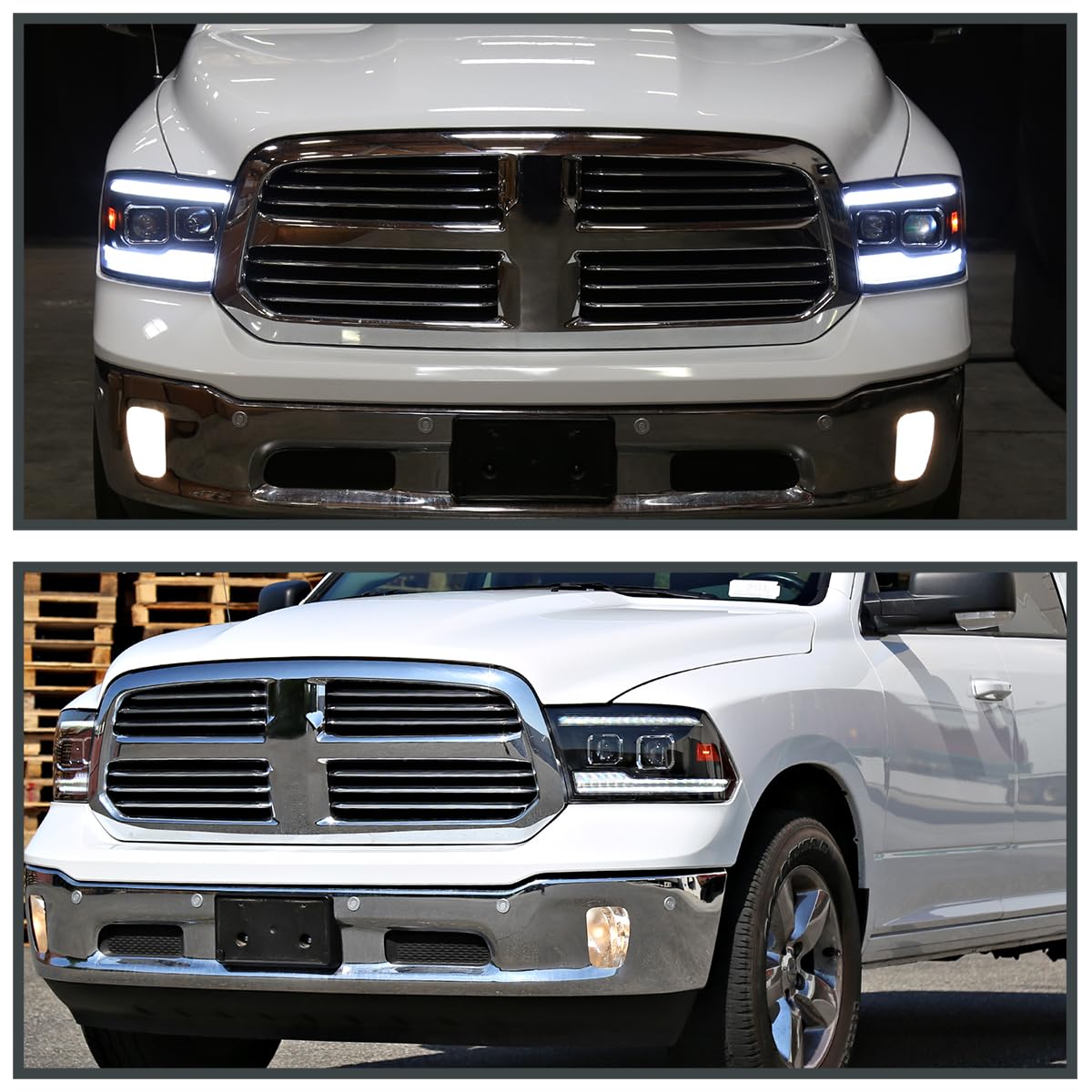 Matte Black SPEC-D TUNING Projector Headlights w/Sequential Switchback LED Turn Signal Compatible with 2009-2018 Dodge Ram 1500 2500 3500, 2019 Ram Classic, Left + Right Pair Headlamps Assembly