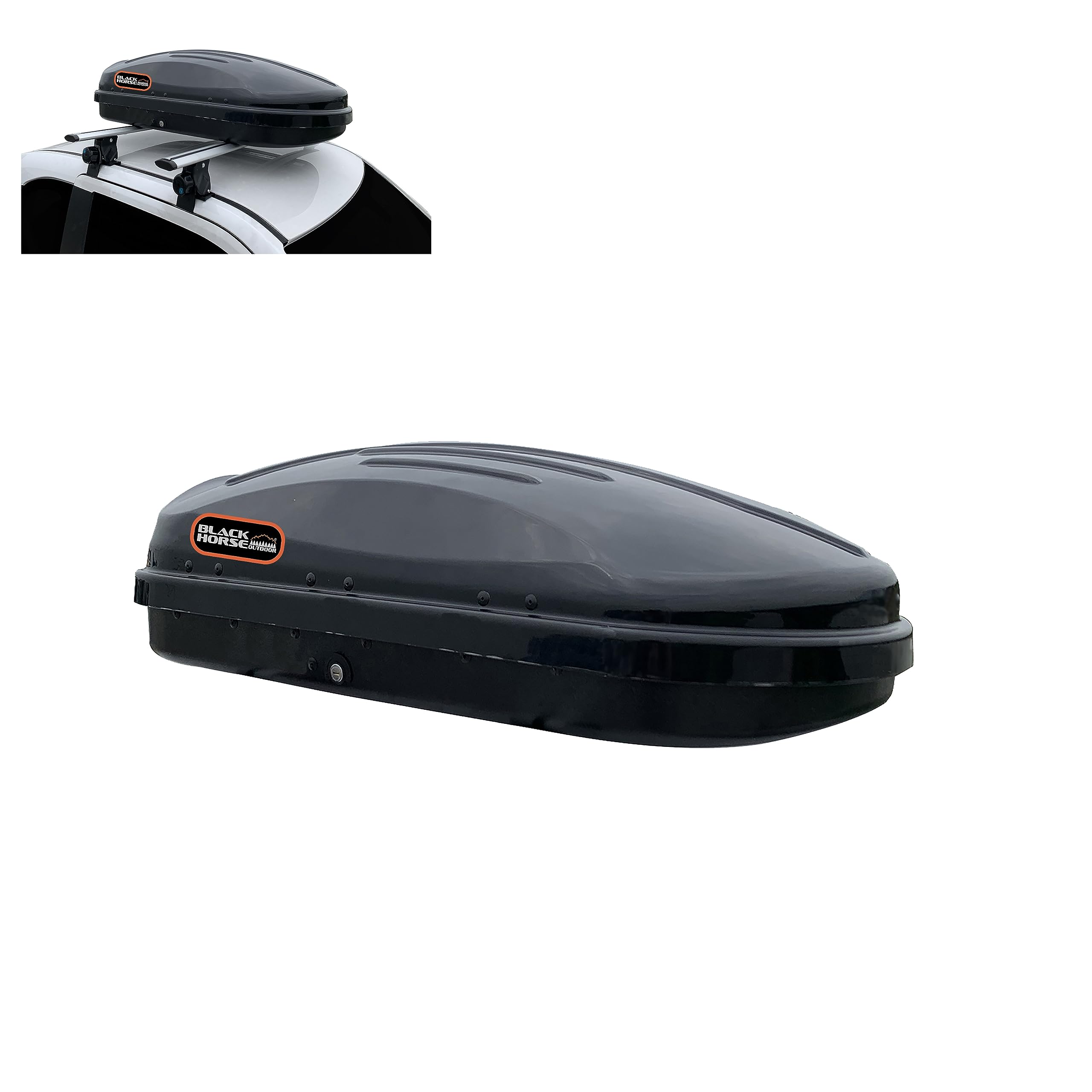 Rooftop Cargo Carrier Black Horse ABS + PMMA Hard Shell, 9 Cubic Feet Waterproof Car Roof Cargo Carrier Box w/Dual Side Opening, Security Key, 165lbs Capacity, for 28" to 80" Wide Crossbar Rack