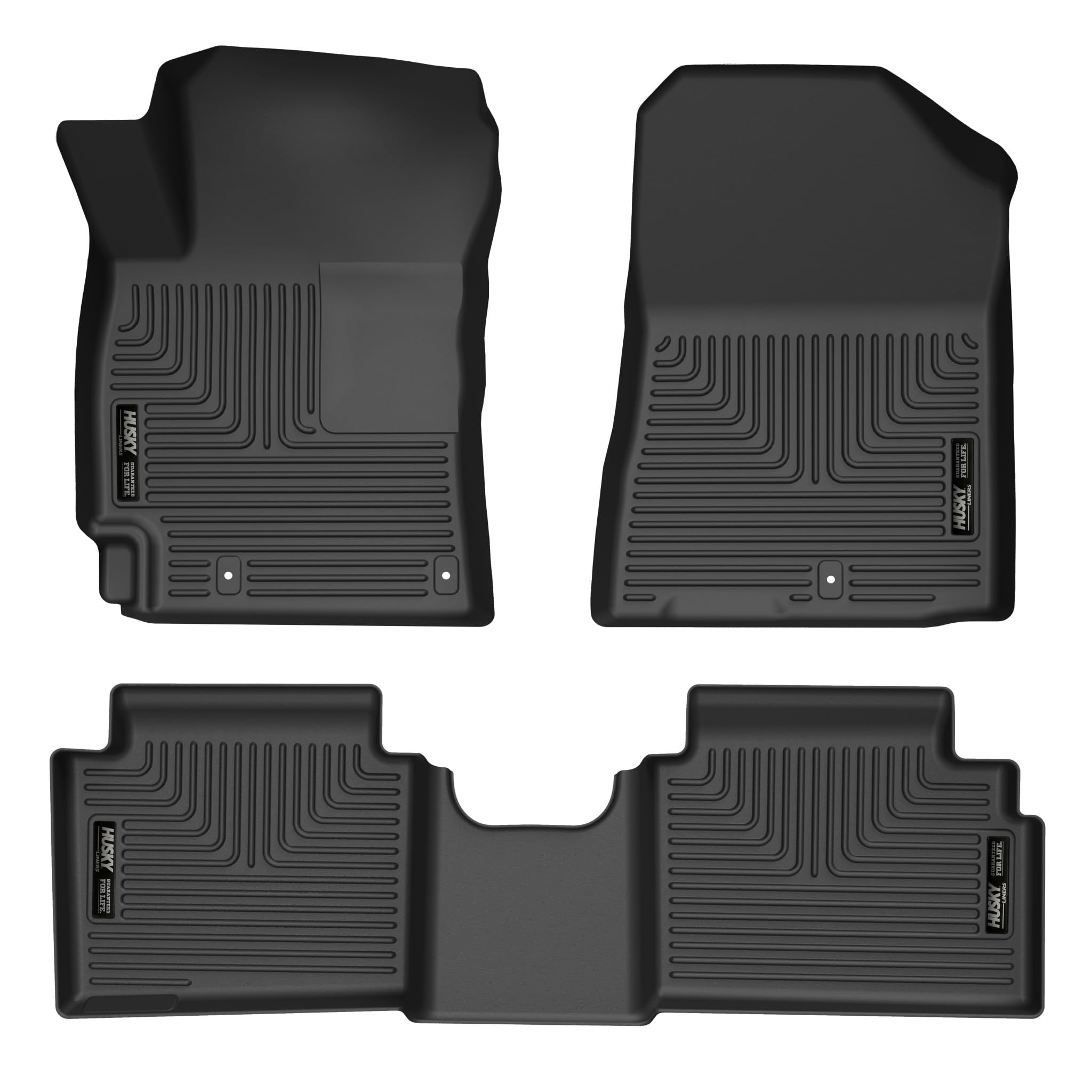 Husky Liners Floor Mats Weatherbeater | Fits 2019-2024 Kia Forte | Front & 2nd Row, 3-pc Black - 95261