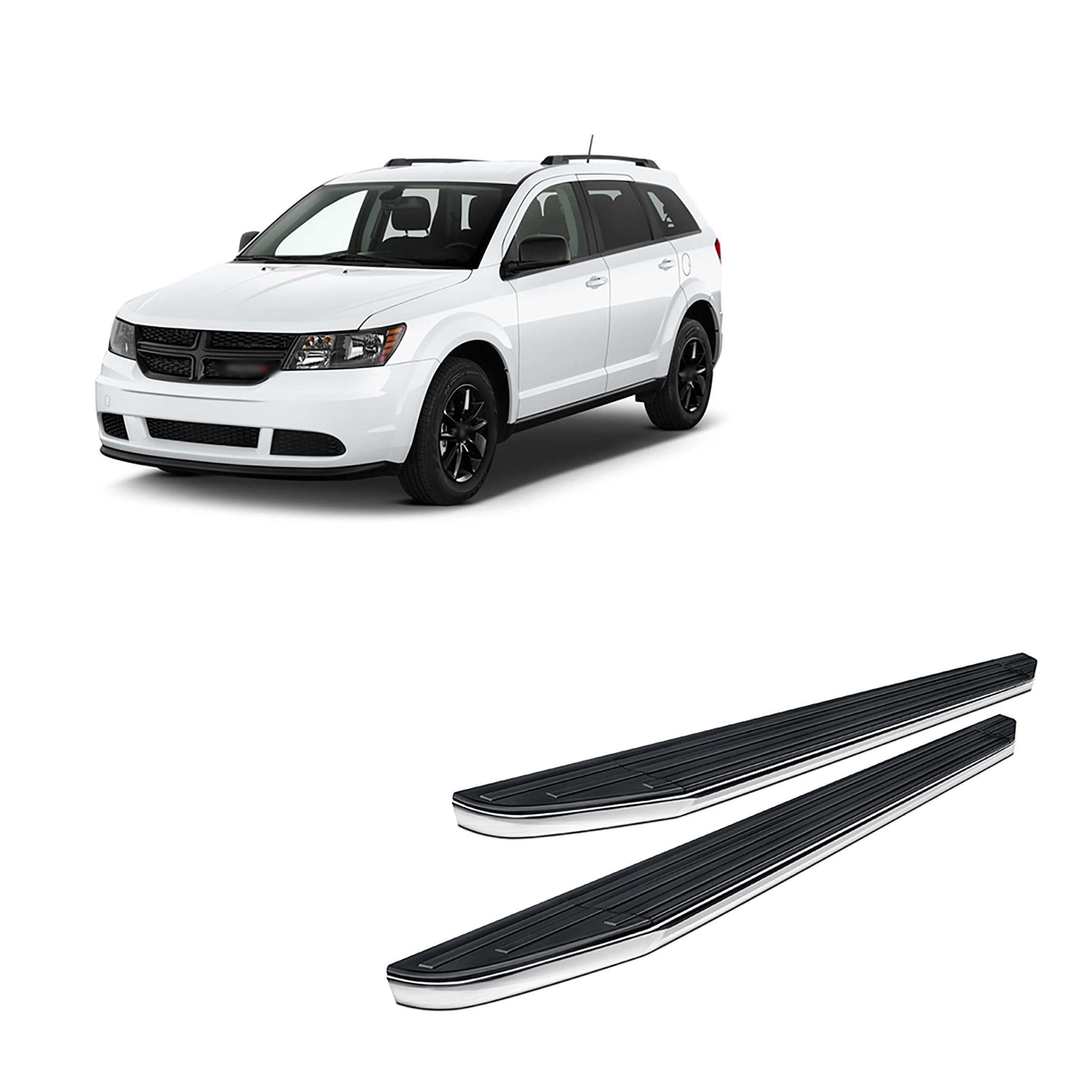 Premium Black Horse Running Boards Compatible with 2009-2020 Dodge Journey-PR-DGJO