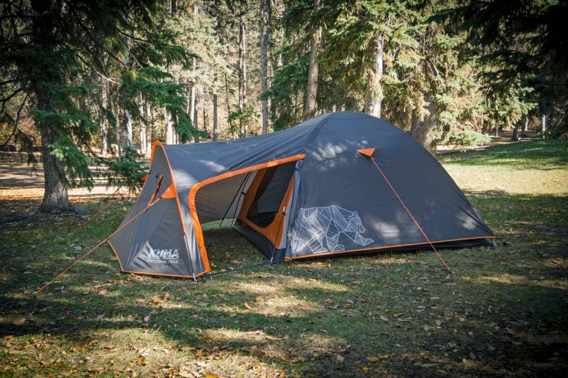 3 Kuma Bear Den Tent, Width:82in Height:54in Depth:133in Weight:11lbs, Grey