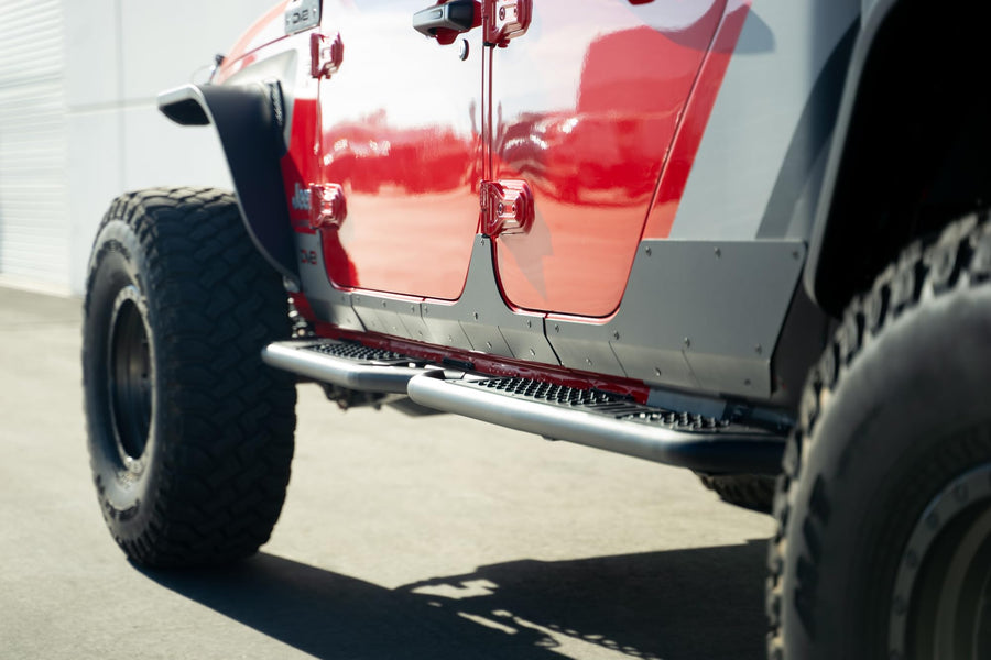 Rock Skins DV8 Offroad for The 2020-2025 Jeep Gladiator JT | Protects Lower Body Panels from Rocks & Debris | Works with Aftermarket & Factory Fenders | Compatible with Most Sliders & Steps