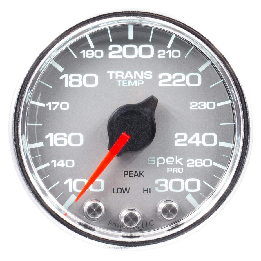 AutoMeter Gauge P34221 Transmission Temp (Spek-Pro, Trans Temp, 2 1/16", 300ºf, Stepper Motorwith Peak & Warn, Slvr/Chrm, Spek-Pro)