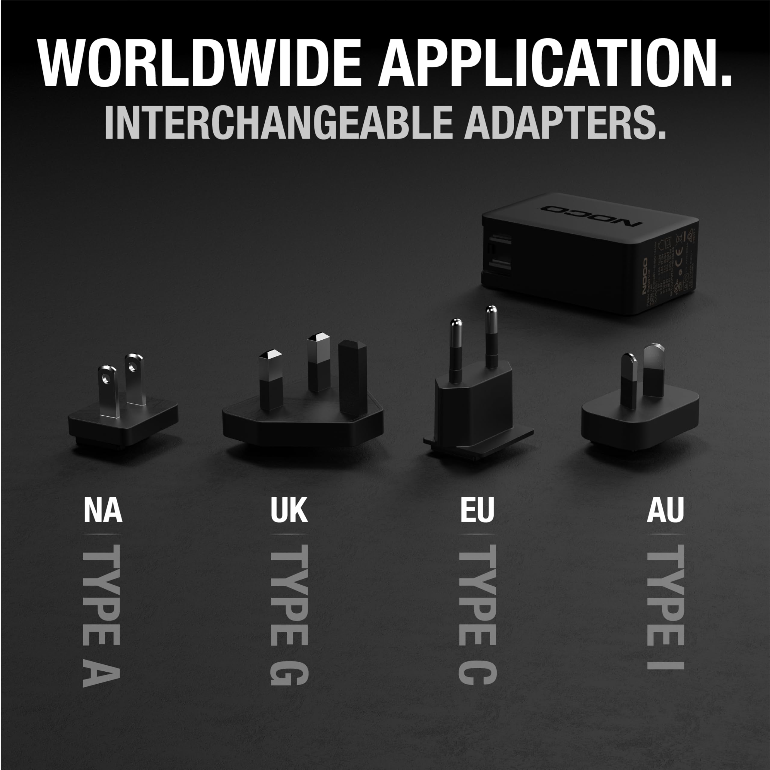 65W NOCO U65 USB-C Charger, Power Delivery (PD) Fast Portable Micro Wall Charger and International Travel Charger with Interchangeable Plugs for Apple, Google, Samsung, Microsoft and More