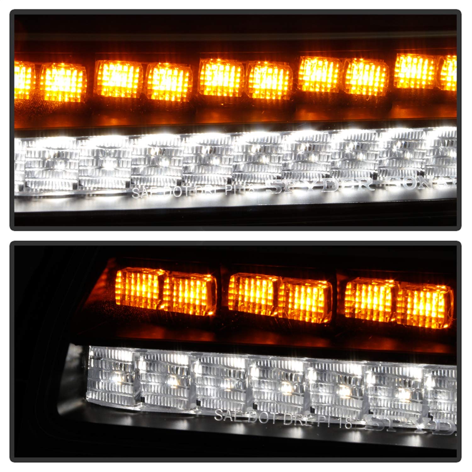 Jeep Wrangler 2018-2019 Spyder 5086785 ( Halogen Model Only Do Not Fit LED Model ) Full LED Front Bumper Lights - Sequential Signal - Black