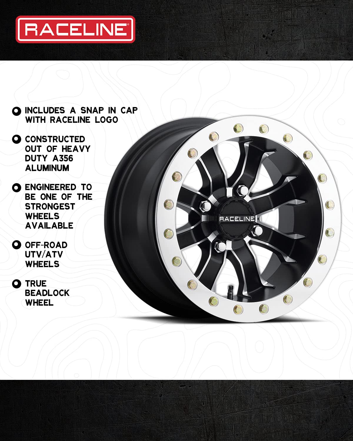 Raceline A71 Wheels MAMBA UTV/ATV Black Machined Finish 14x7" 4x156", 30 mm offset/(5.18"B/S)