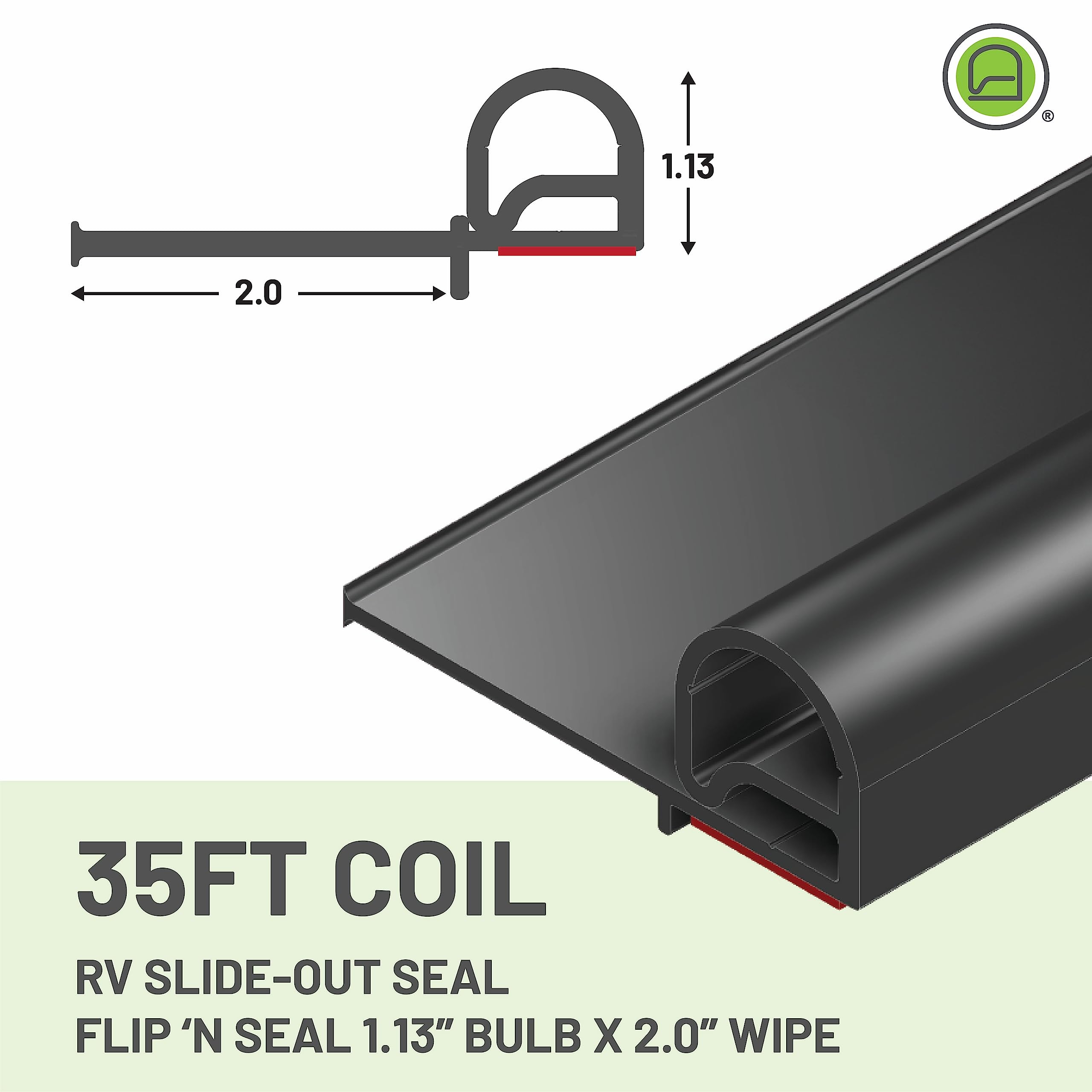4003096 Flip 'N Seal RV Slide-Out Seal 1.13" Bulb x 2" Wipe (35 feet)
