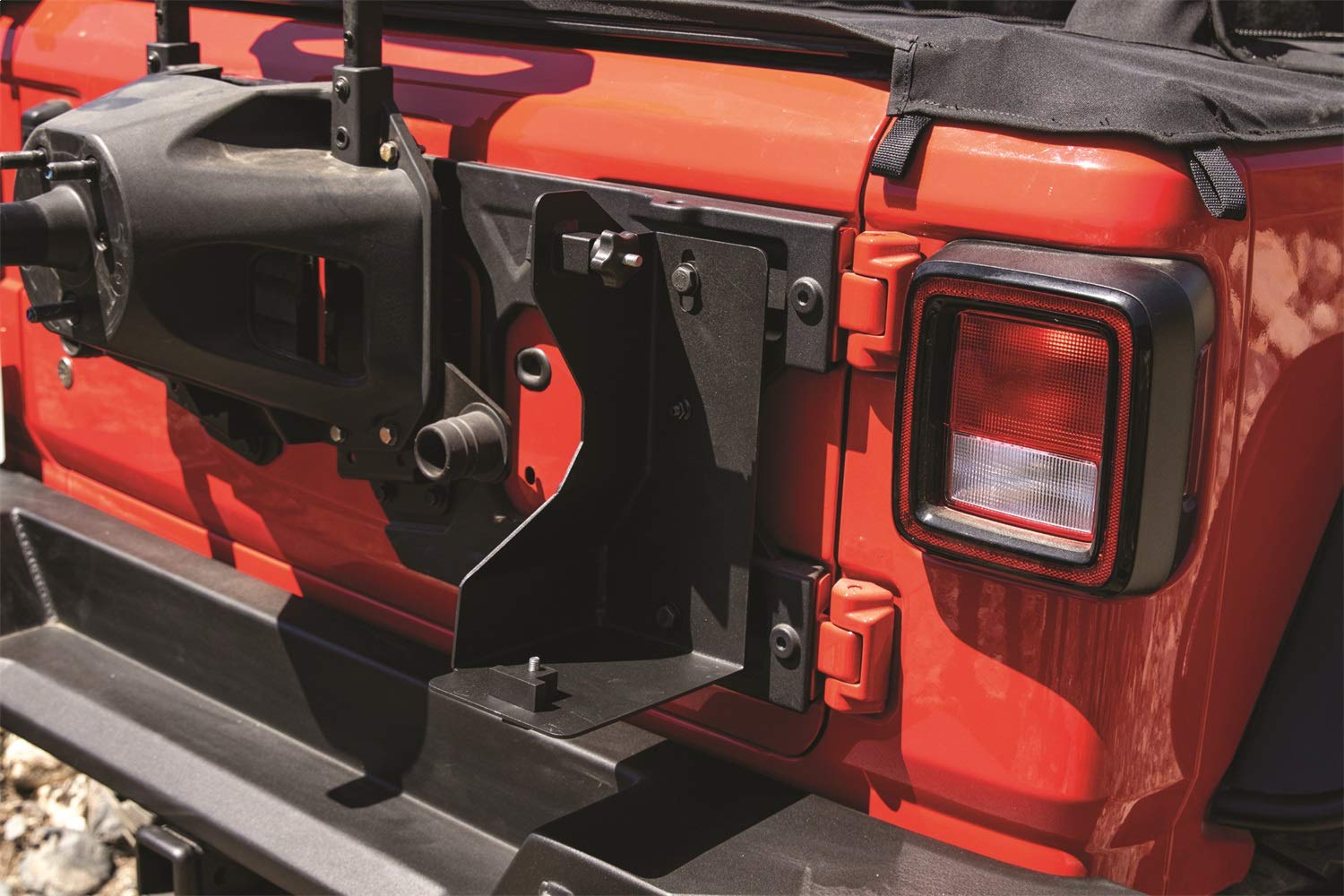 Off-Road Jack Mount RAMPAGE PRODUCTS for Jeep Wrangler JK/JL | Black, Compatible with a Variety of Aftermarket Jacks | 86690 | Fits 2007-2018 Jeep Wrangler JK / 2018-2025 Jeep Wrangler JL