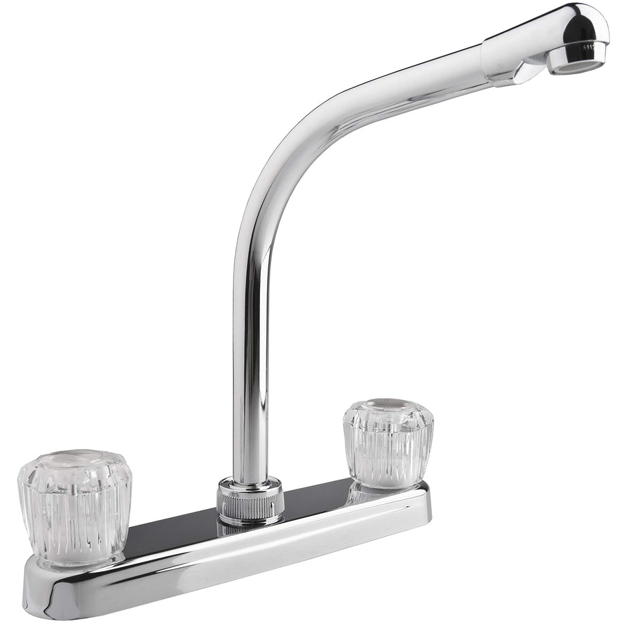 High Rise Dura Faucet DF-PK210A-CP Kitchen Sink Faucet with Crystal Acrylic Knobs (Chrome)