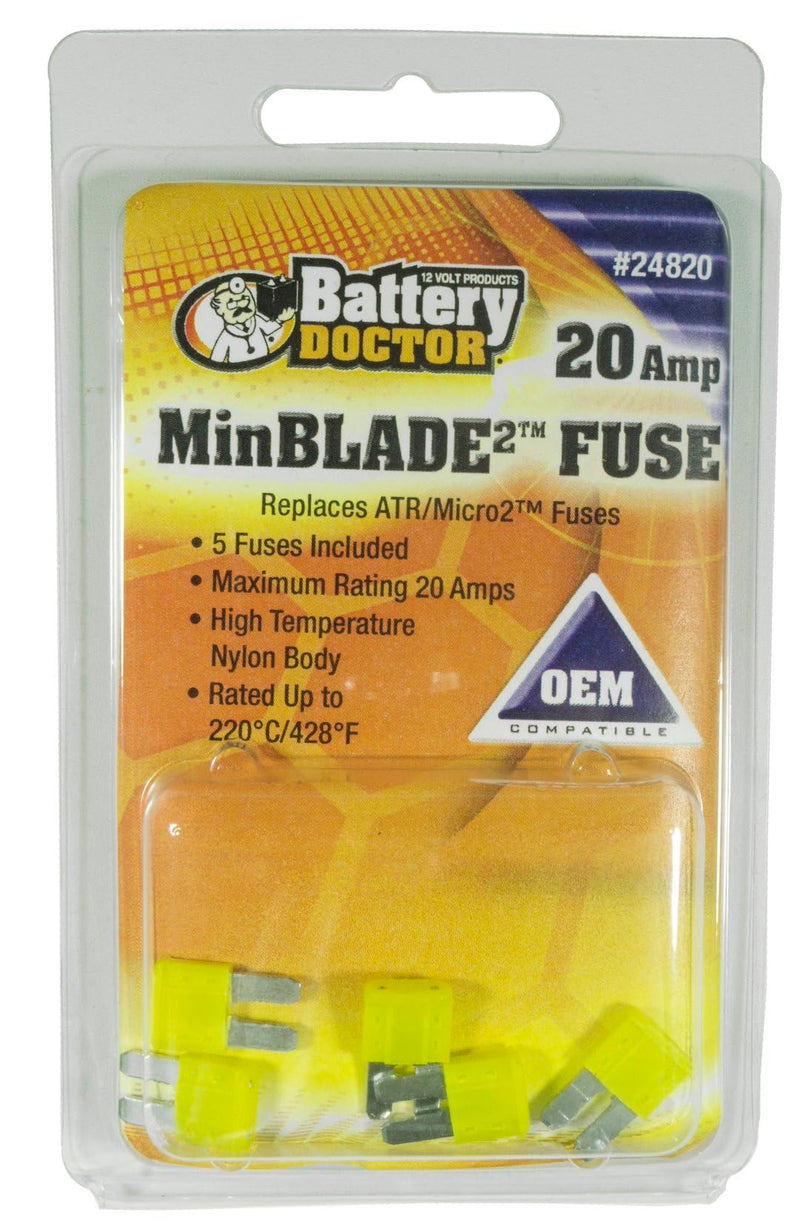 MinBlade2 WirthCo 24820 Fuse - 20 Amp (Yellow), 5-Pack