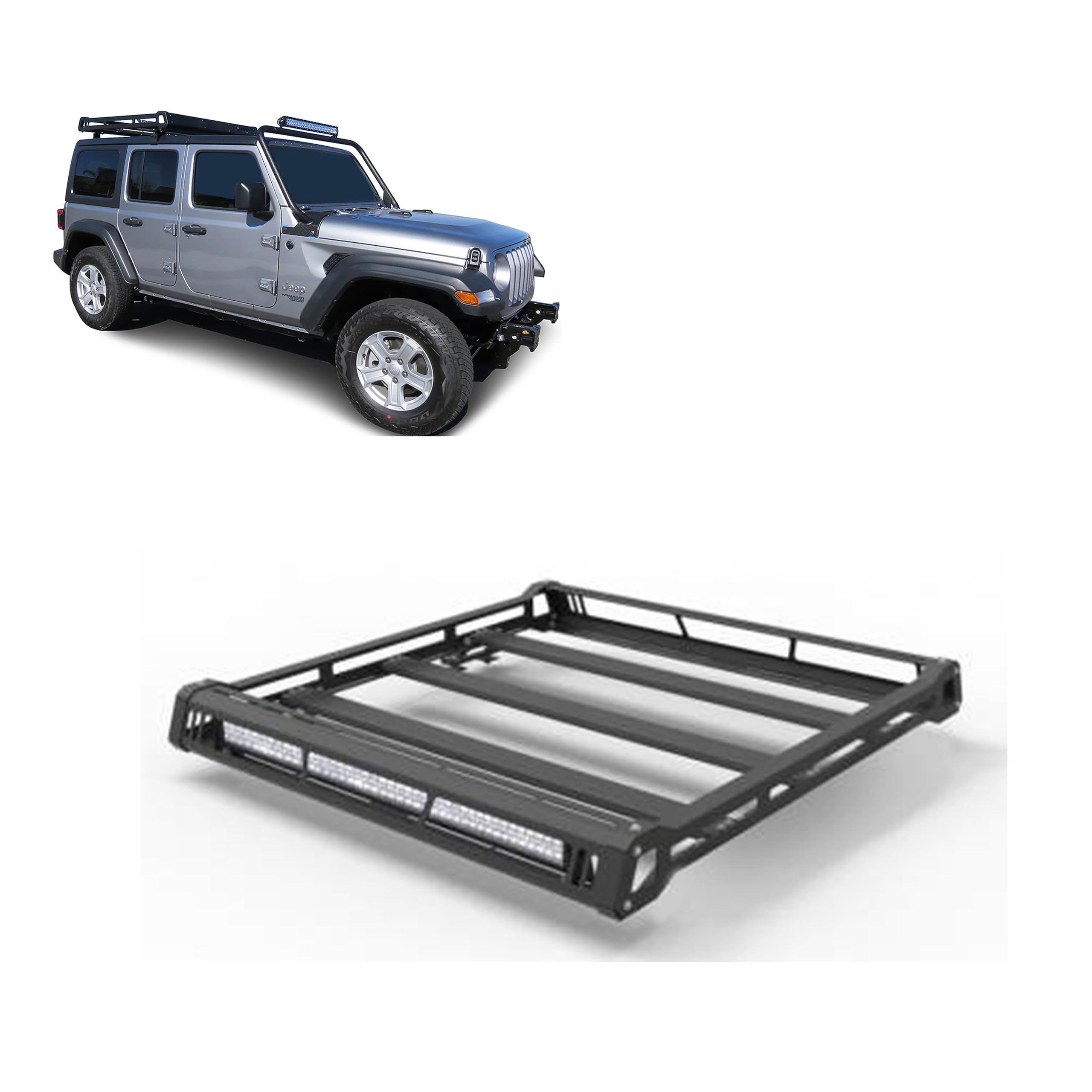 Black Horse Off Road Modular Traveler Roof Rack Compatible with 2018-2023 Jeep Wrangler (Incl. 21-23 4xe & Excl. 4-Door Trims with Sky One-Touch Power Top)-BA-JL01