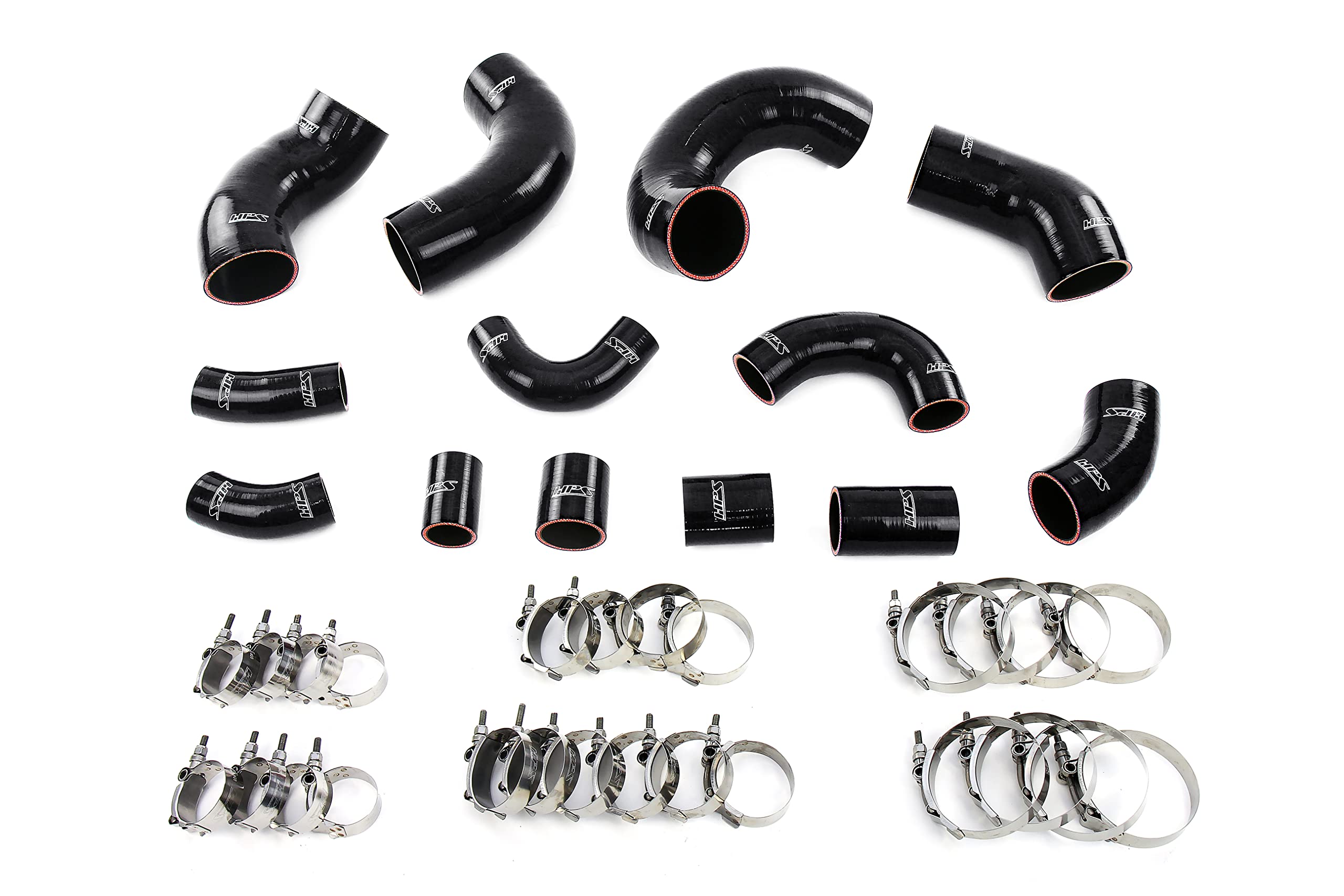 HPS Performance Reinforced Black Silicone Intercooler Hose Boots Kit Compatible for 1995-1998 Nissan Skyline GT-R R33 RB26DETT, 57-2097-BLK