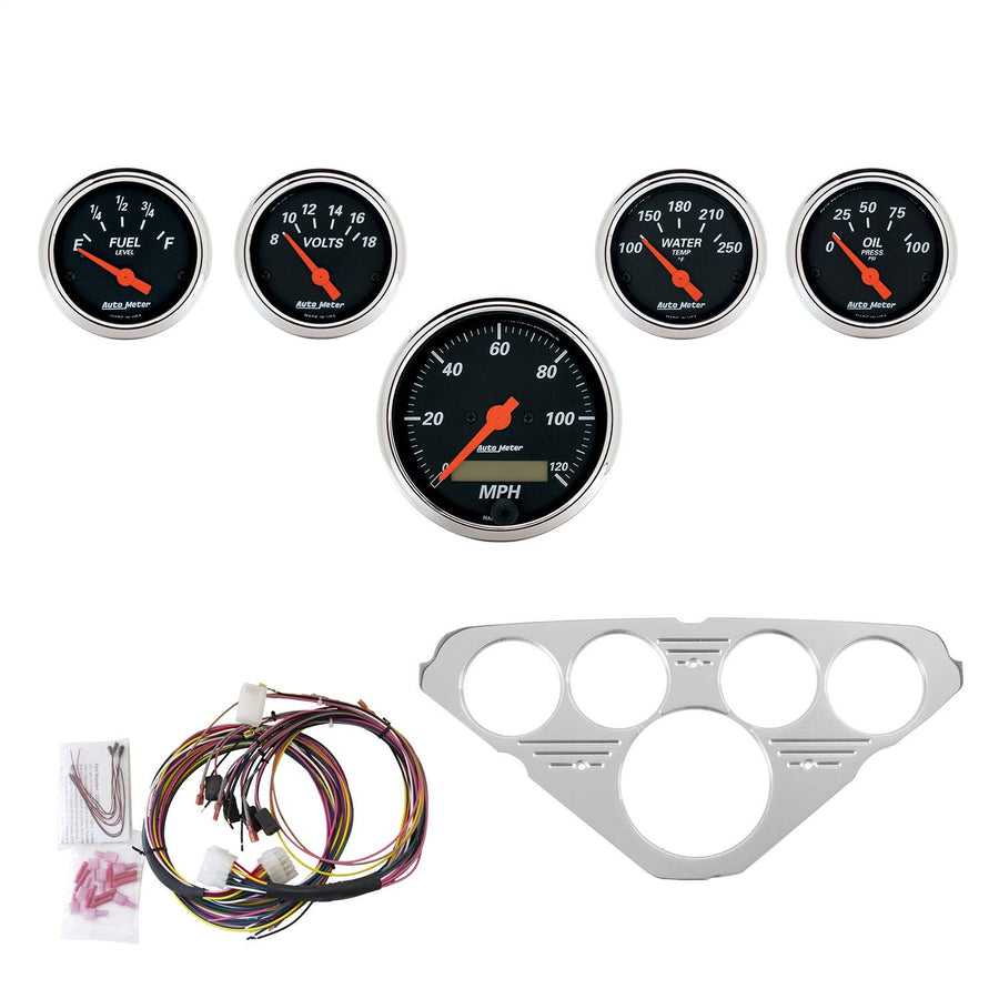 Gauge Kit AutoMeter 7036-DB, 5 Pc, Chevy Truck 55-59, Mph/Fuel/Oilp/Wtmp/Bat, Db