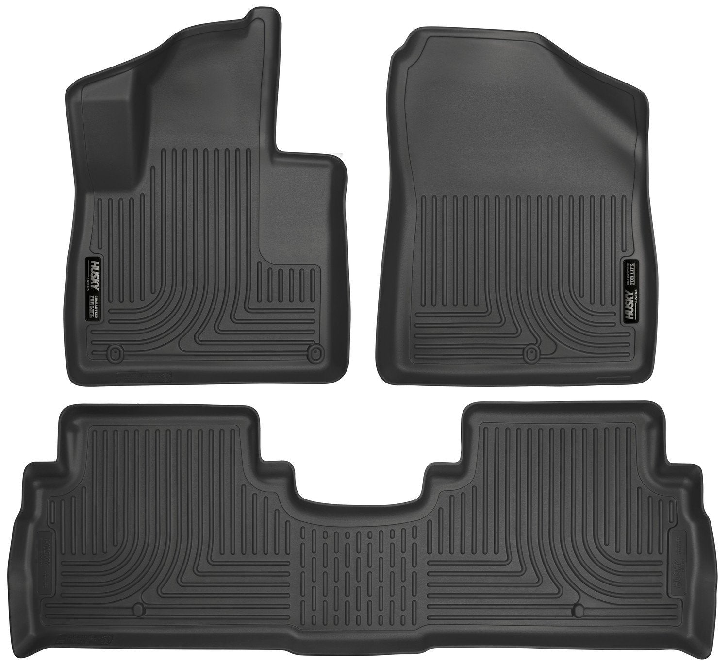 Weatherbeater Husky Liners Floor Mats | Fits 2016-2020 Kia Sorento w/Out 3rd Row Seating | Front & 2nd Row, 3-pc Black - 98691