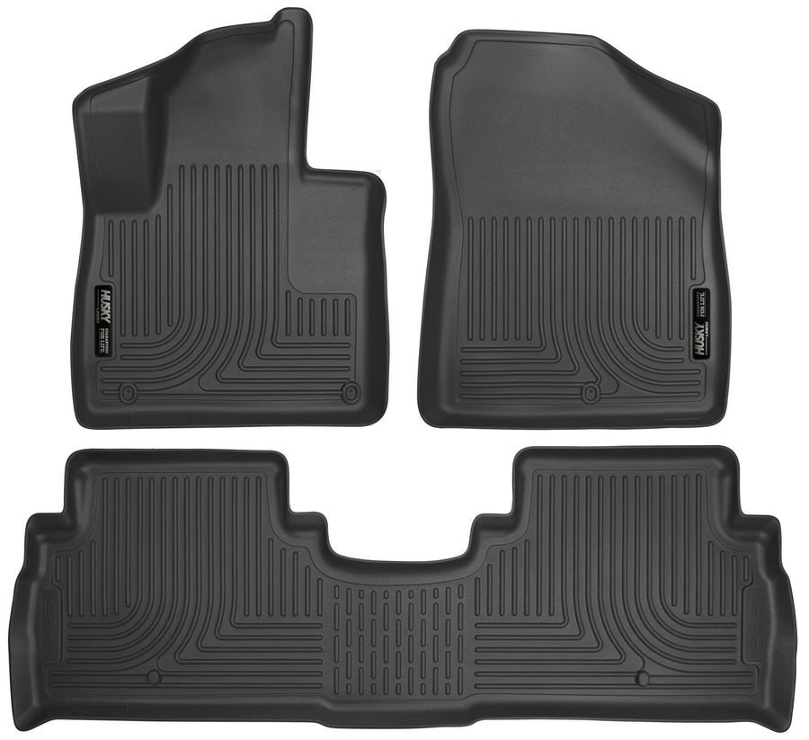 Weatherbeater Husky Liners Floor Mats | Fits 2016-2020 Kia Sorento w/Out 3rd Row Seating | Front & 2nd Row, 3-pc Black - 98691