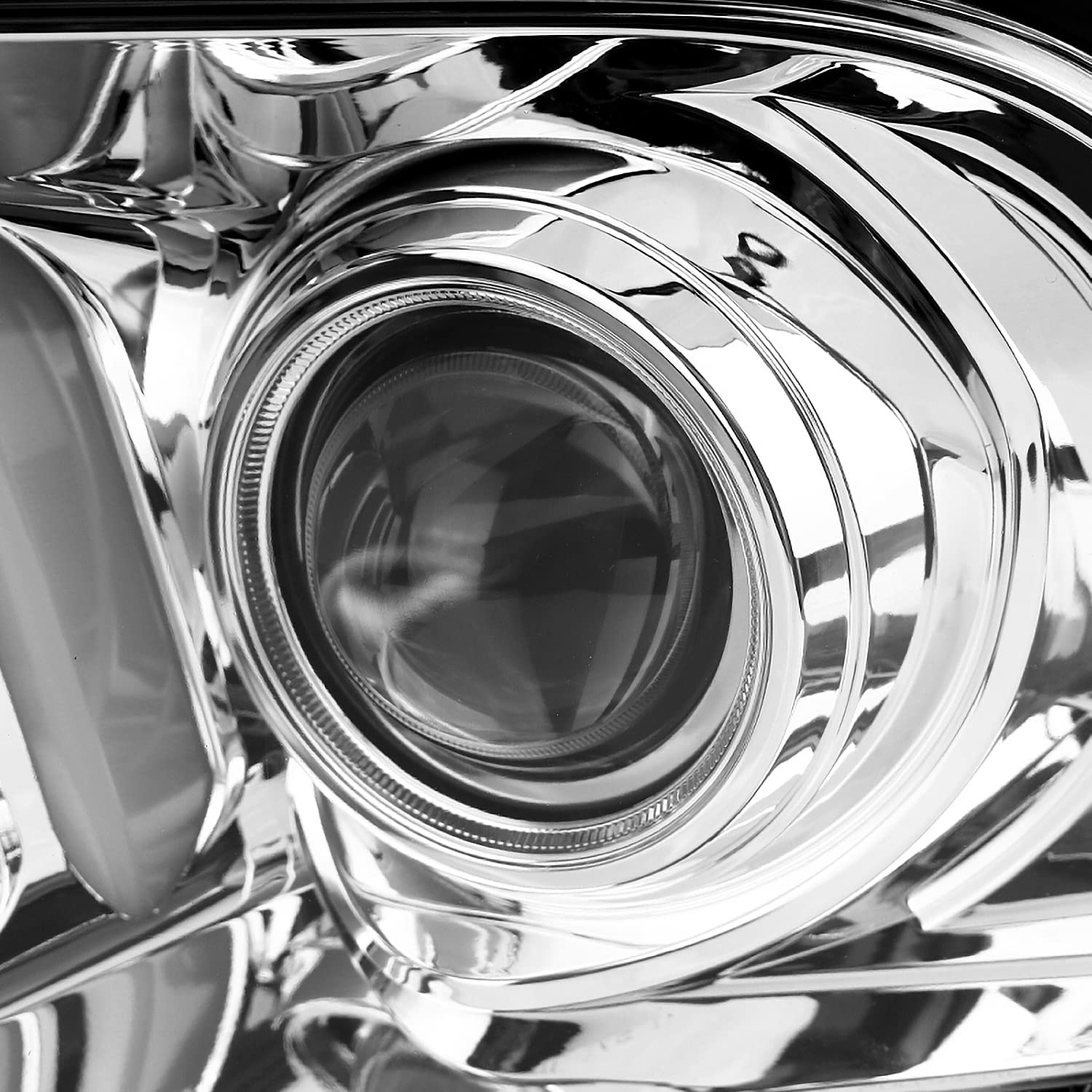 Chrome Projector Headlights SPEC-D TUNING Compatible with 2005-2009 Ford Mustang, Left + Right Pair Headlamps Assembly